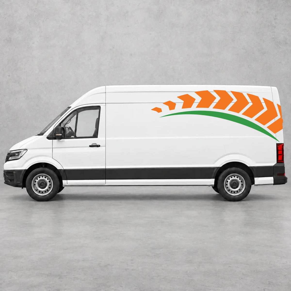 VW Crafter Chevron Track Side Graphics in Orange & Green