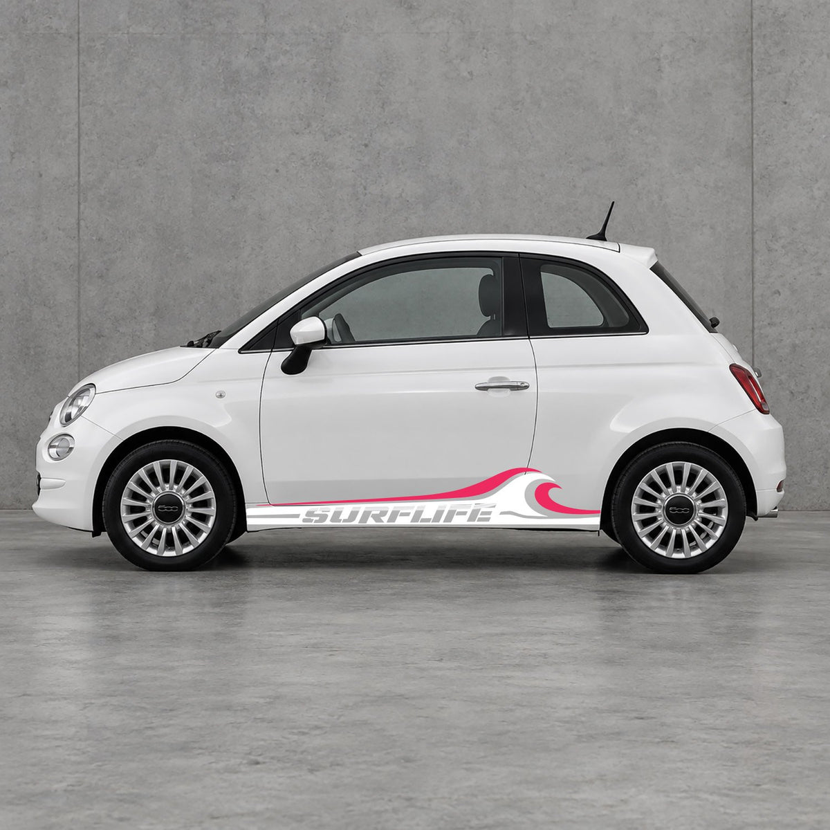 Fiat 500 Surf Life Side Stripes Kit - Pair Supplied in White & Pink