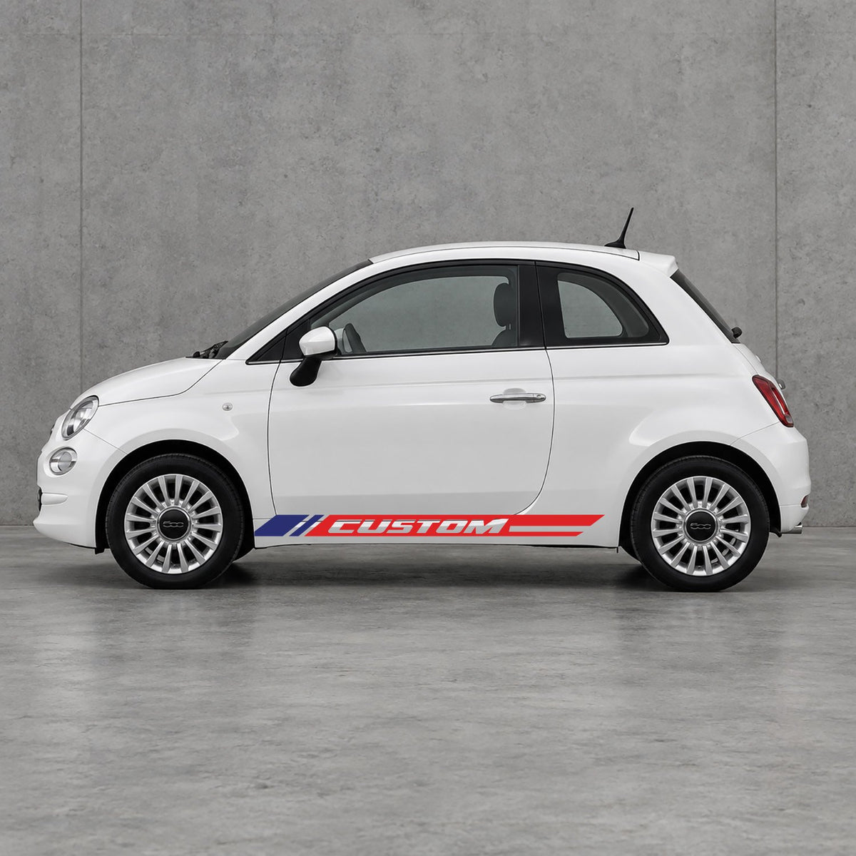 Fiat 500 Custom Lower Side Stripes Kit - Pair Supplied in Red & Navy Blue
