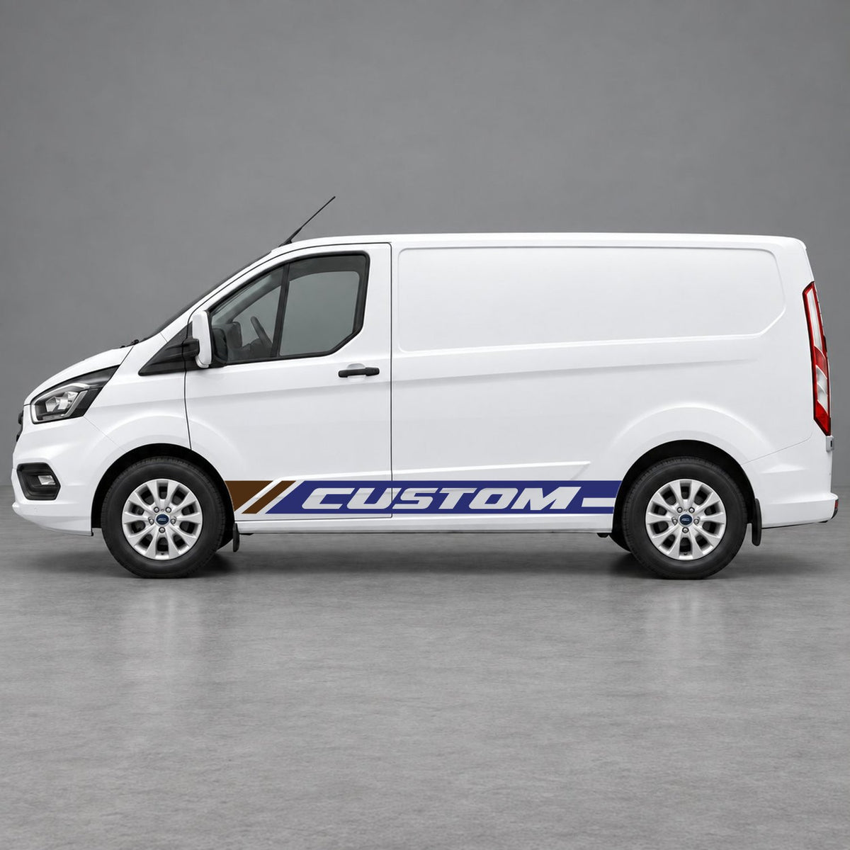 Ford Transit Custom Custom Lower Side Stripes in Navy Blue & Brown