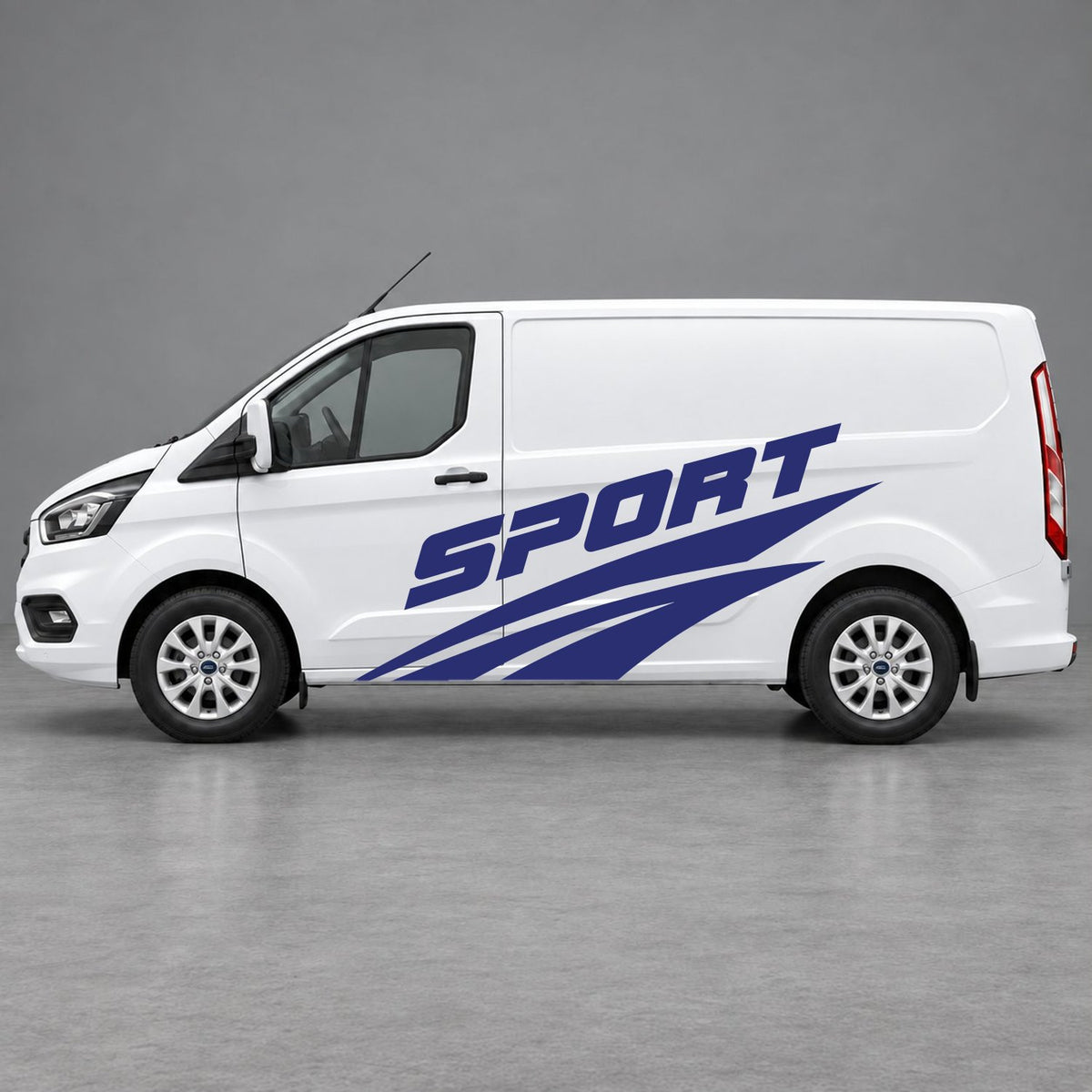 Ford Transit Custom Sport Twin Stripe Side Graphics in Navy Blue & Navy Blue