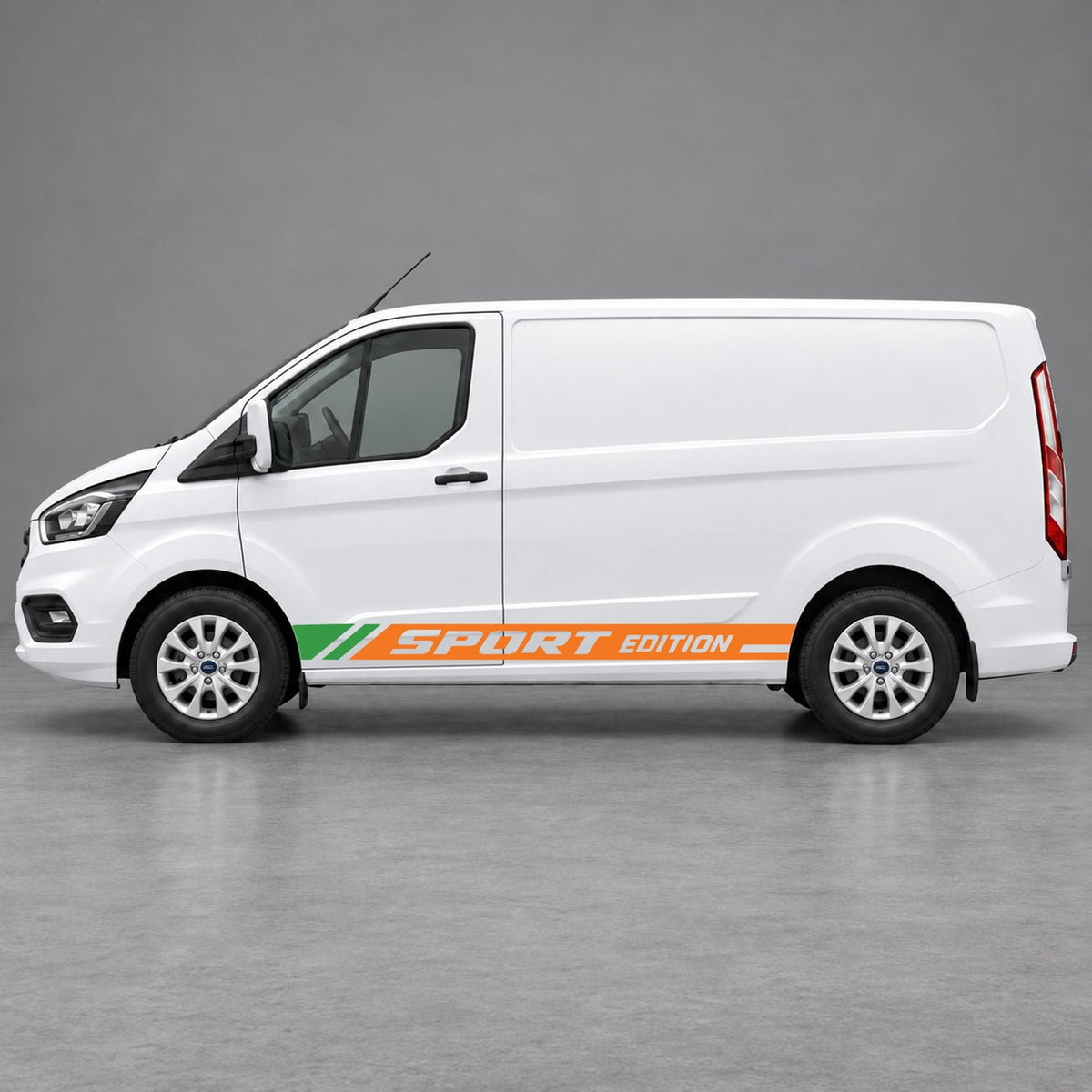 Ford Transit Custom Sport Edition Lower Side Graphics in Orange & Green