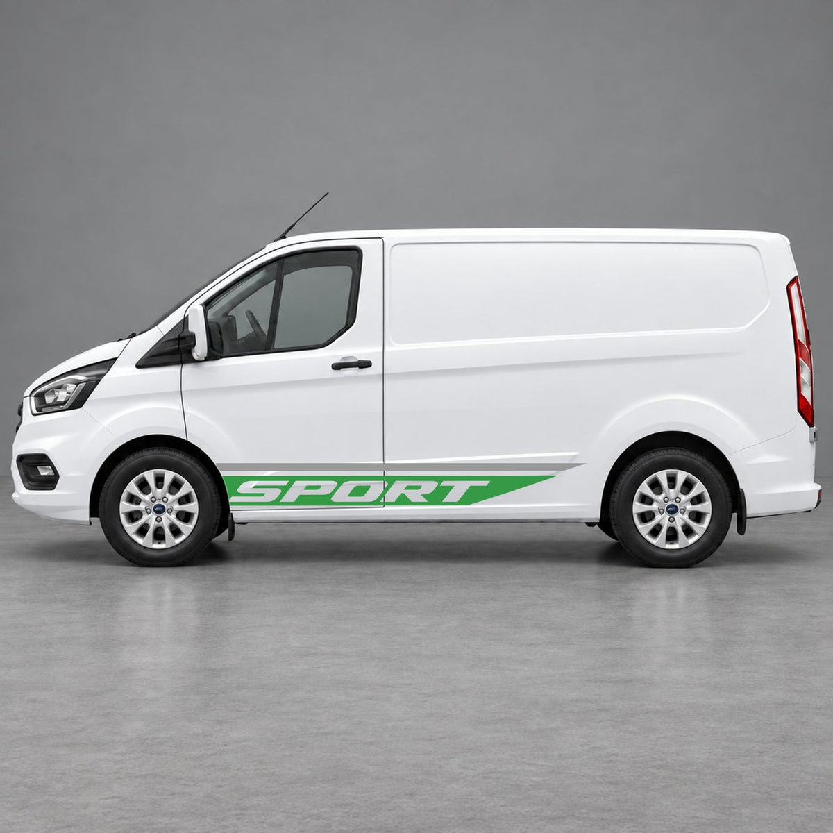 Ford Transit Custom Sport Swoosh Lower Side Stripes in Grey & Green