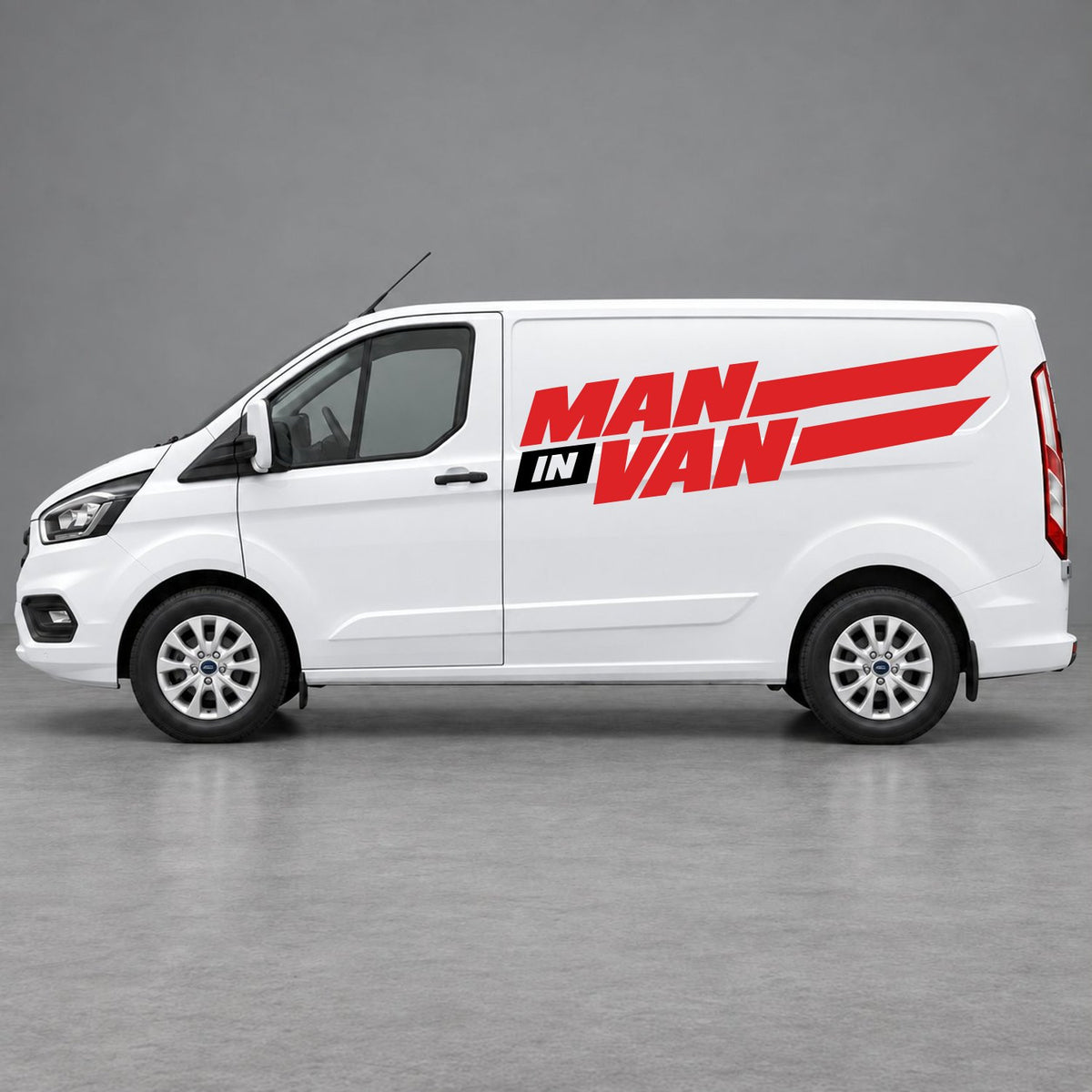 Ford Transit Custom Man in Van Side Stripes in Red & Black
