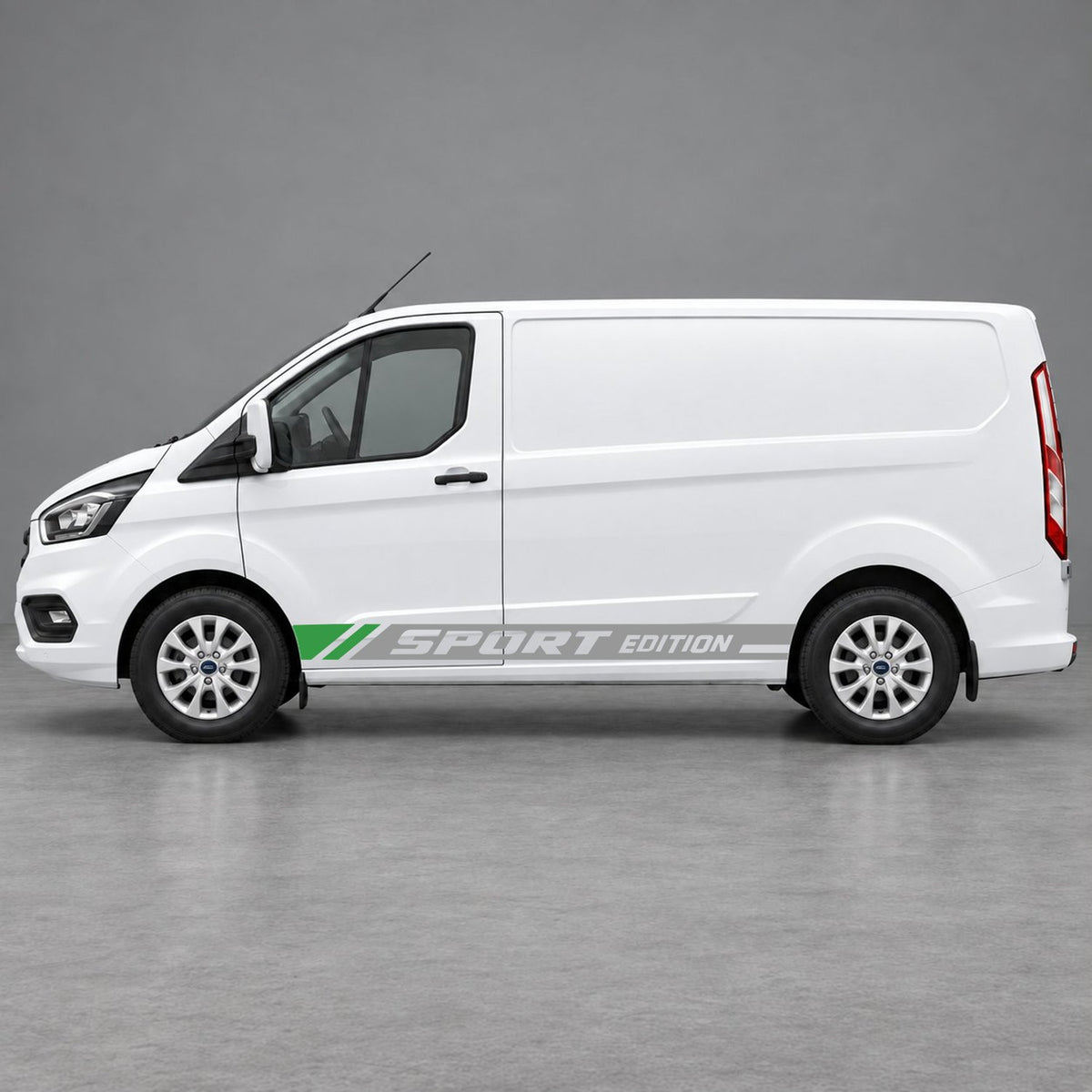 Ford Transit Custom Sport Edition Lower Side Graphics in Grey & Green