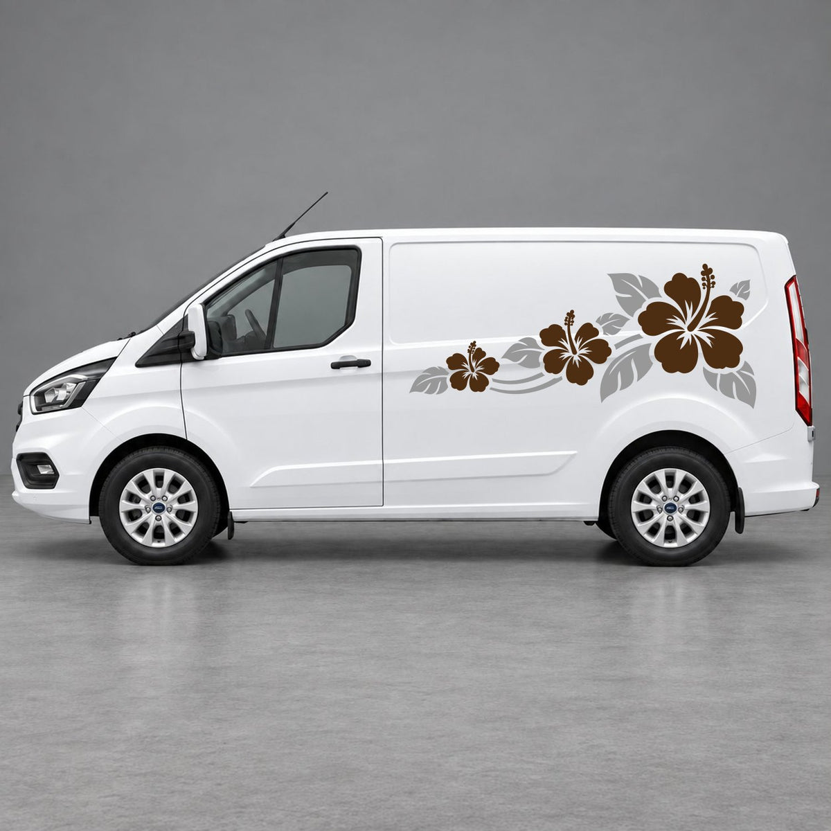 Ford Transit Custom Hibiscus Flower Trail Side Graphics in Grey & Brown