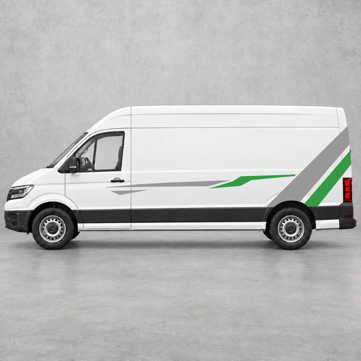 VW Crafter Bold Rear Diagonal Side Stripes in Grey & Green