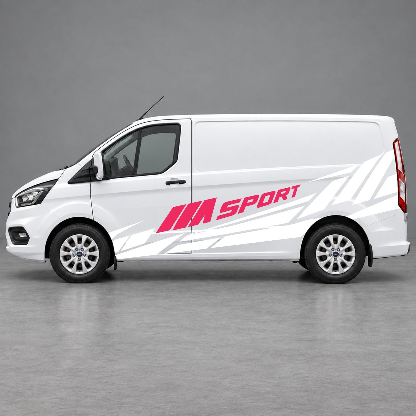 Ford Transit Custom M Sport Racing Side Graphics in White & Pink