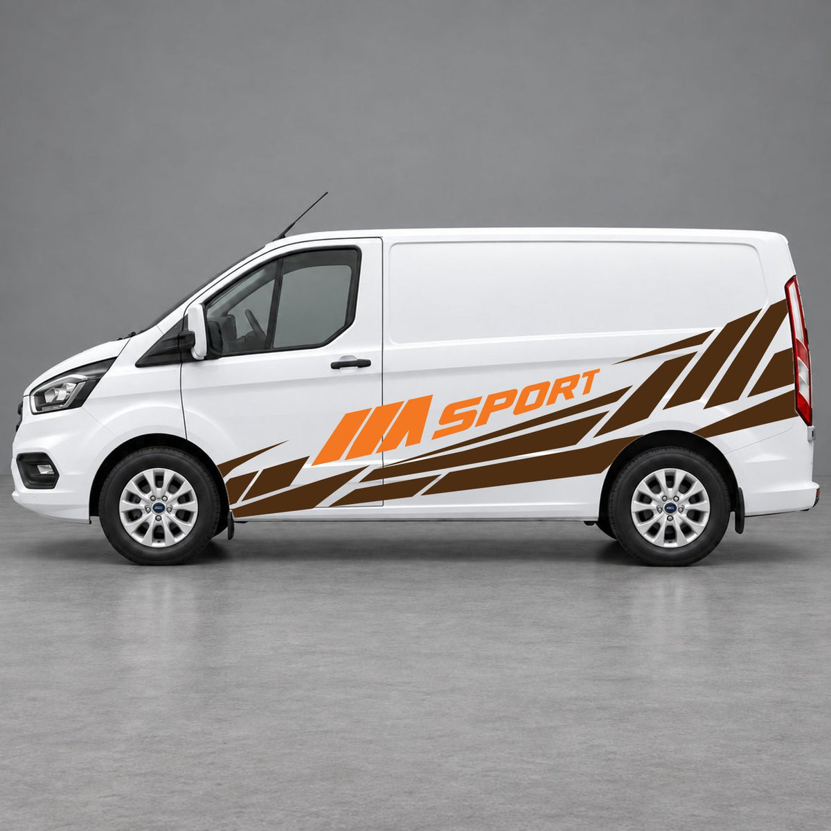 Ford Transit Custom M Sport Racing Side Graphics in Brown & Orange