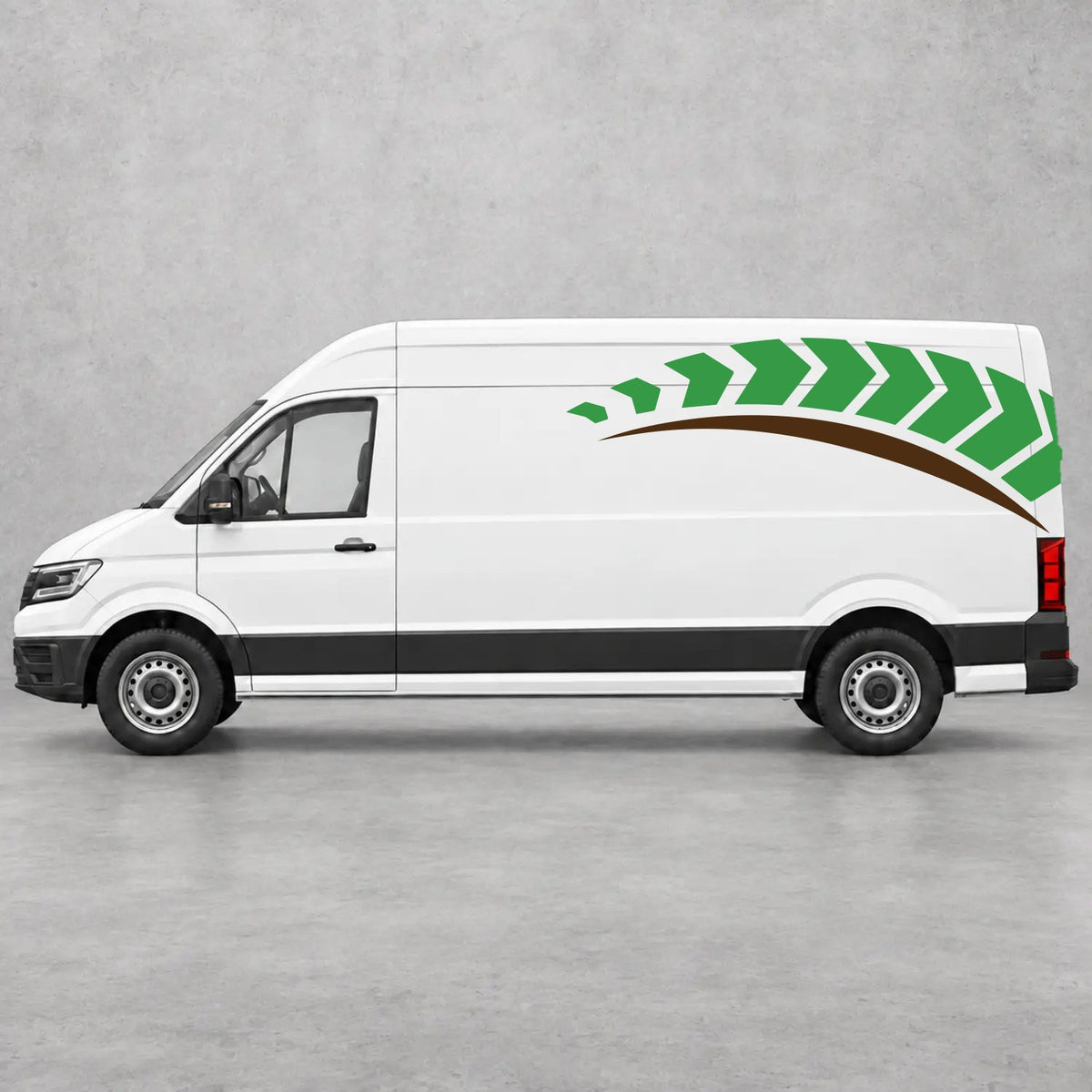 VW Crafter Chevron Track Side Graphics in Green & Brown