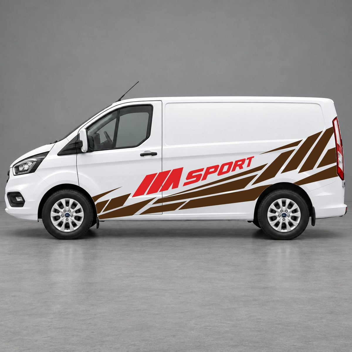 Ford Transit Custom M Sport Racing Side Graphics in Brown & Red