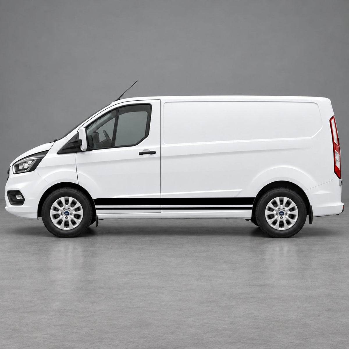 Ford Transit Custom Minimal Twin Lower Side Stripes in Black