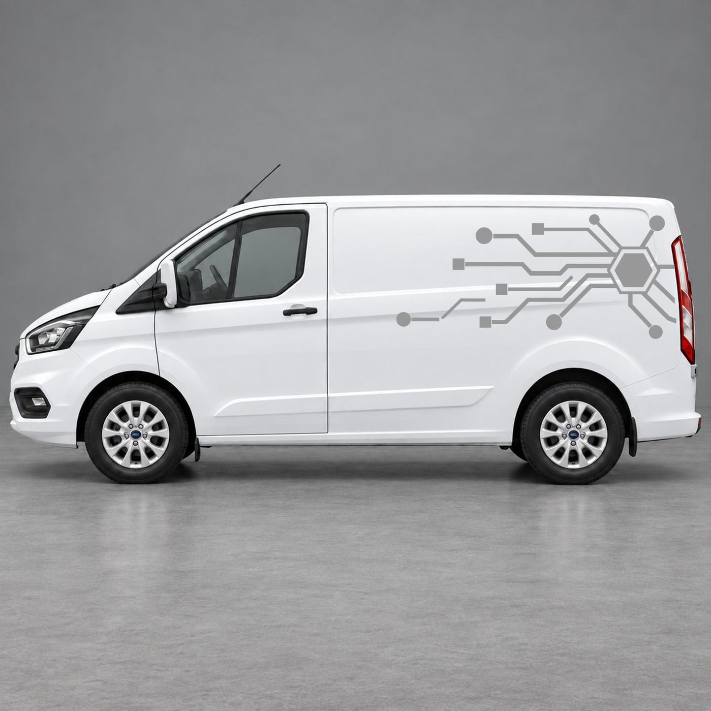 Ford Transit Custom Circuit Board Side Graphics in Grey