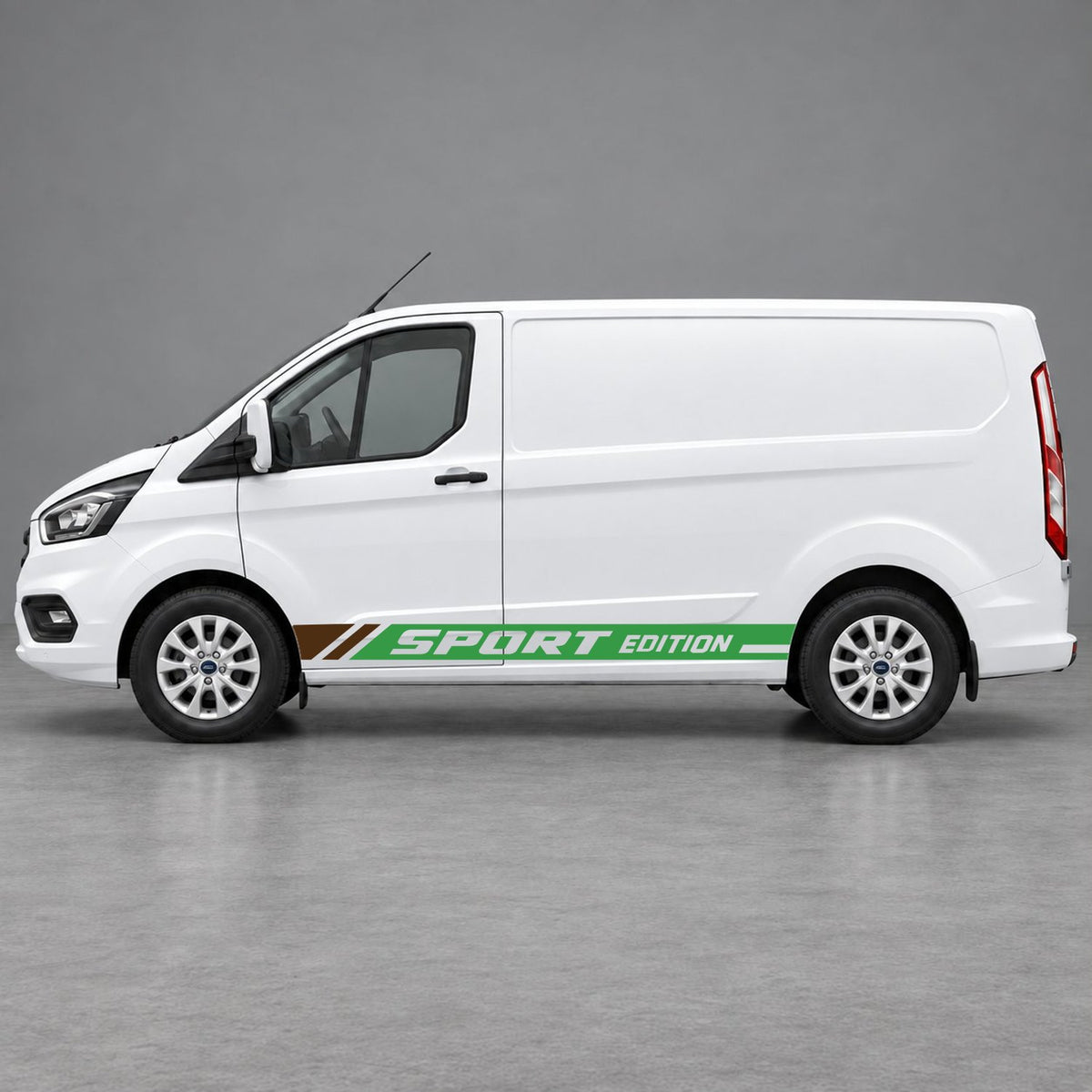 Ford Transit Custom Sport Edition Lower Side Graphics in Green & Brown