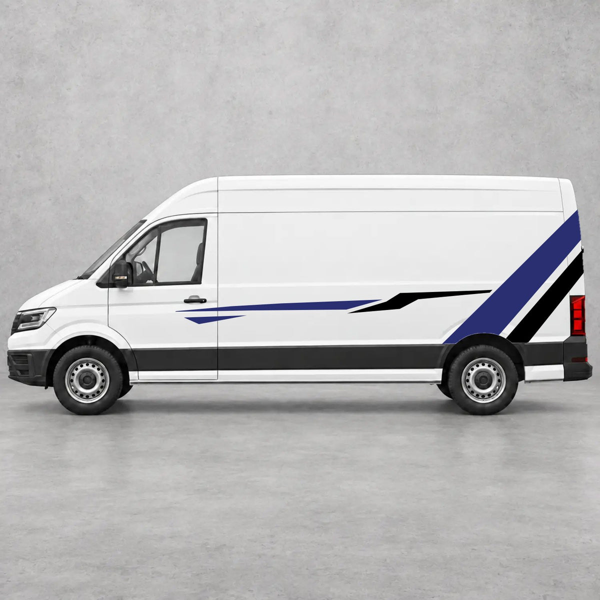 VW Crafter Bold Rear Diagonal Side Stripes in Navy Blue & Black