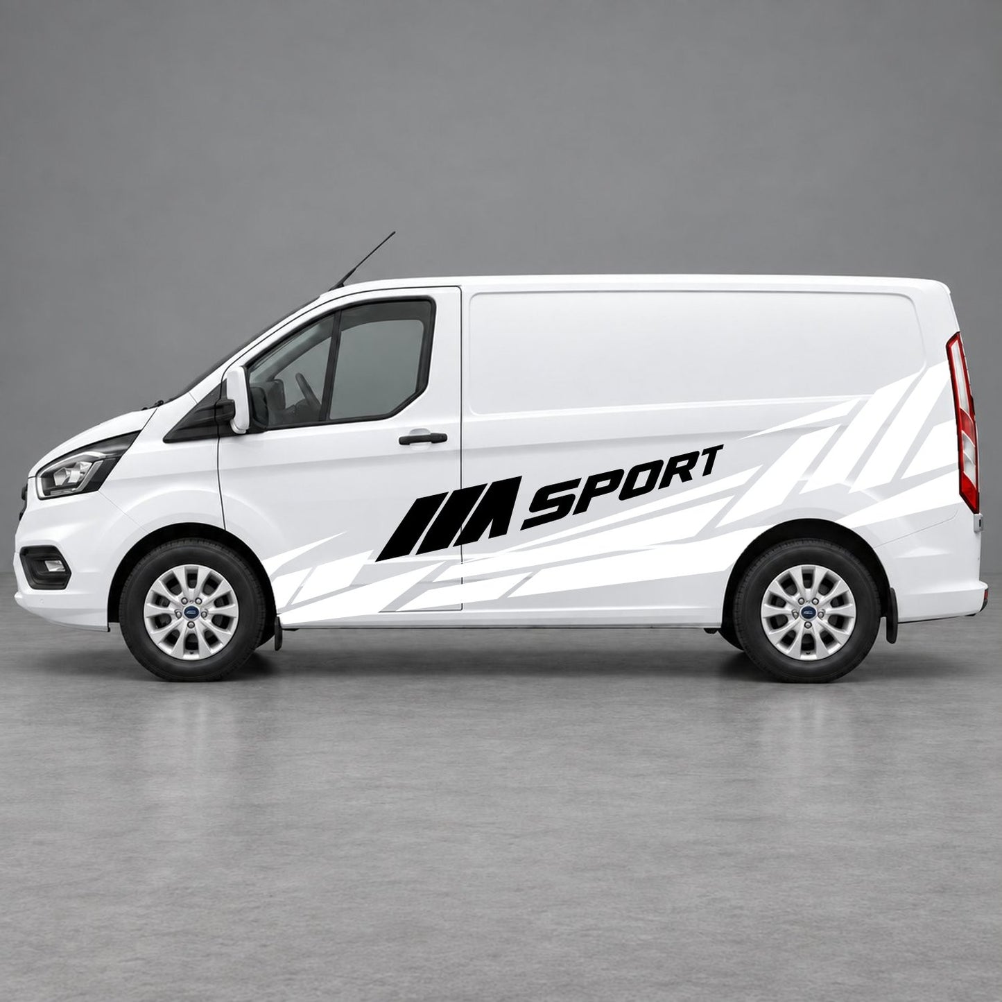 Ford Transit Custom M Sport Racing Side Graphics in White & Black