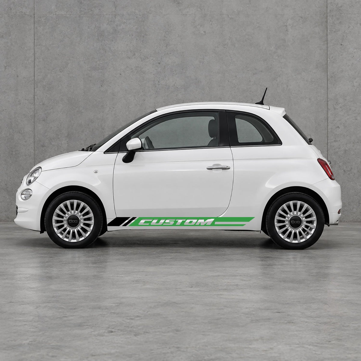 Fiat 500 Custom Lower Side Stripes Kit - Pair Supplied in Green & Black