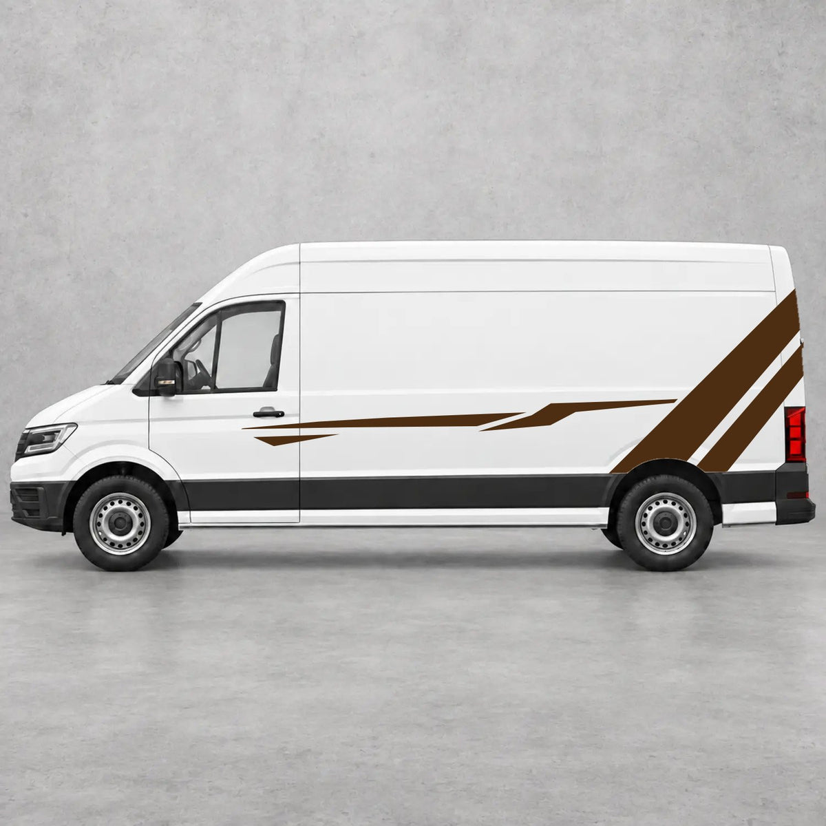 VW Crafter Bold Rear Diagonal Side Stripes in Brown & Brown