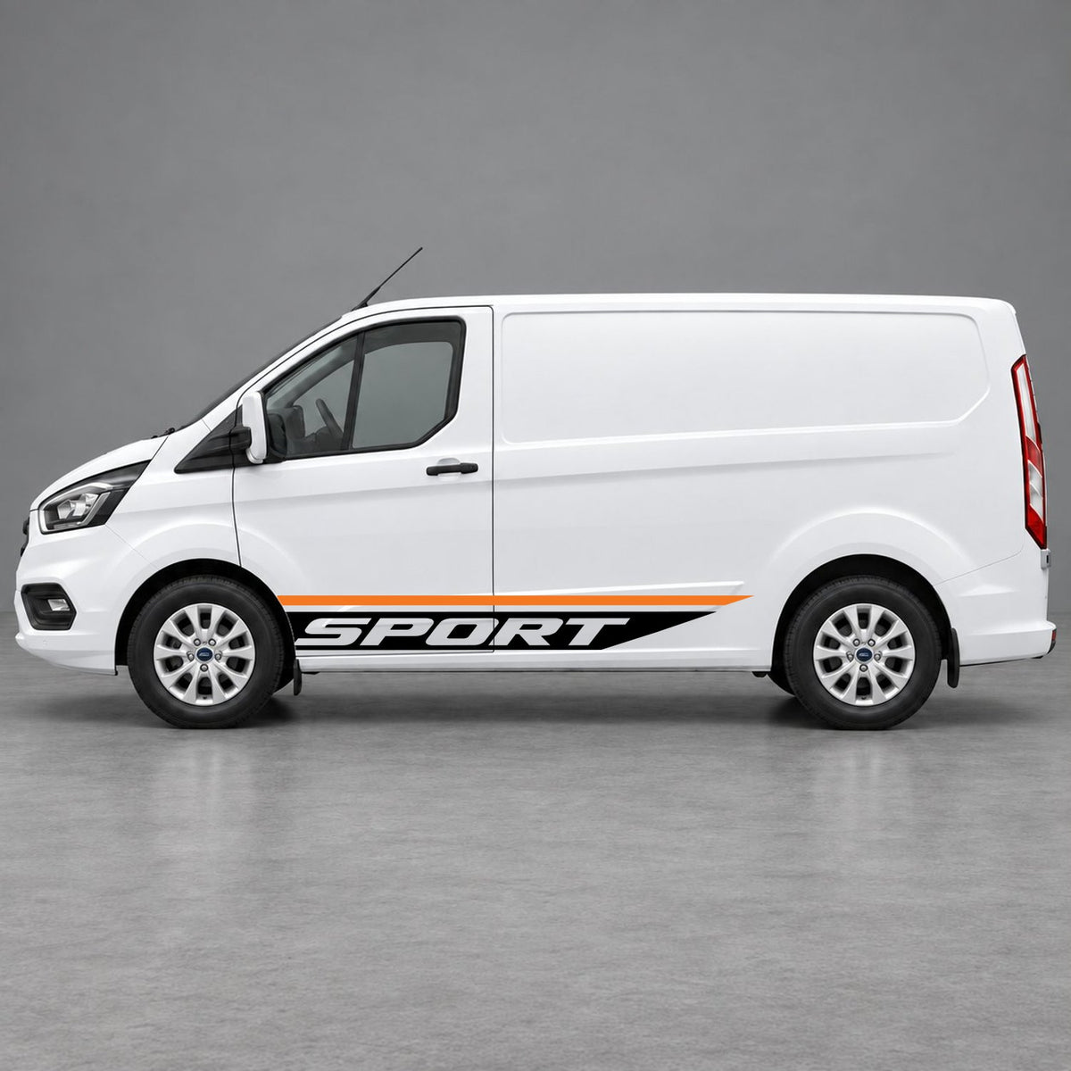 Ford Transit Custom Sport Swoosh Lower Side Stripes in Orange & Black