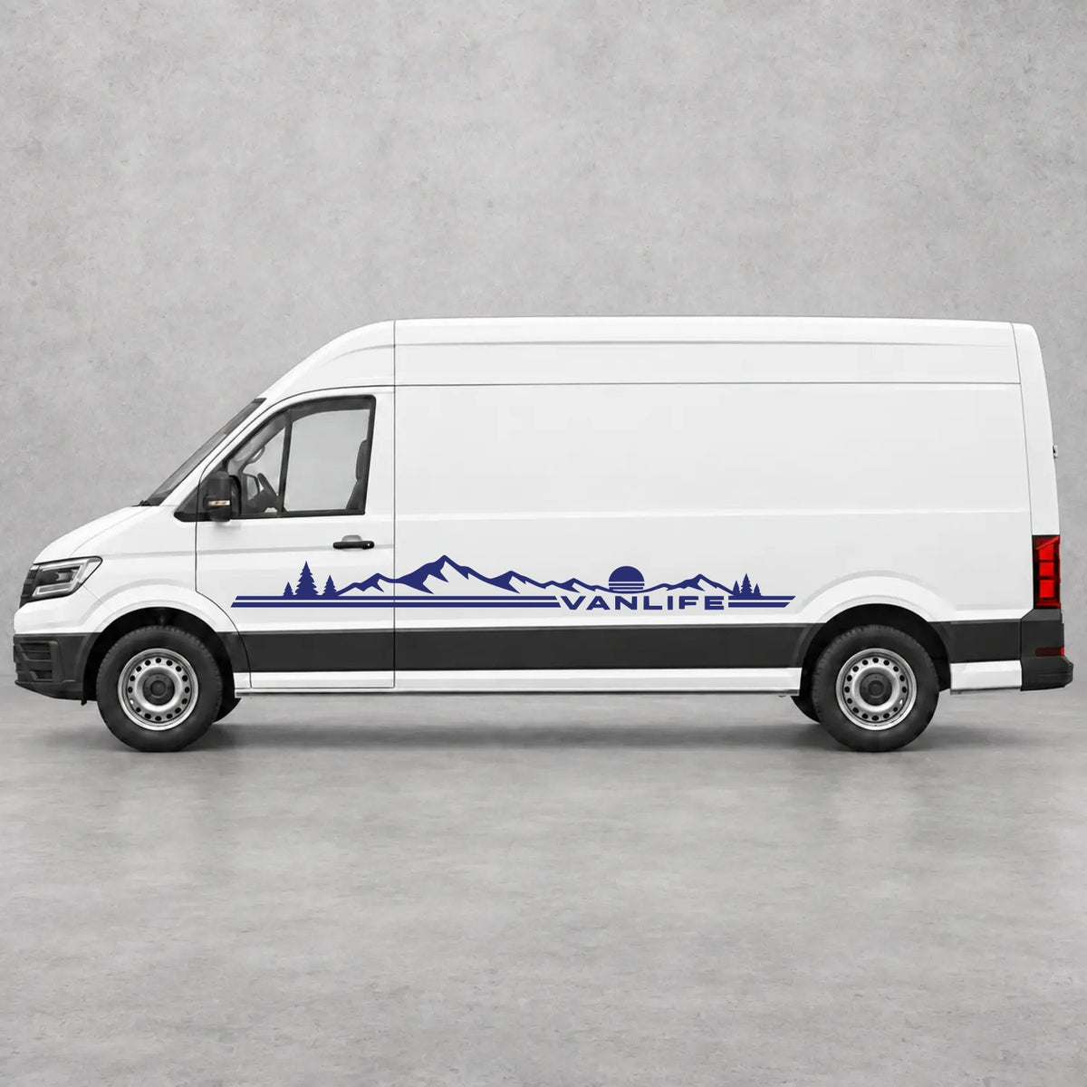 VW Crafter Vanlife Mountain Side Stripes in Navy Blue