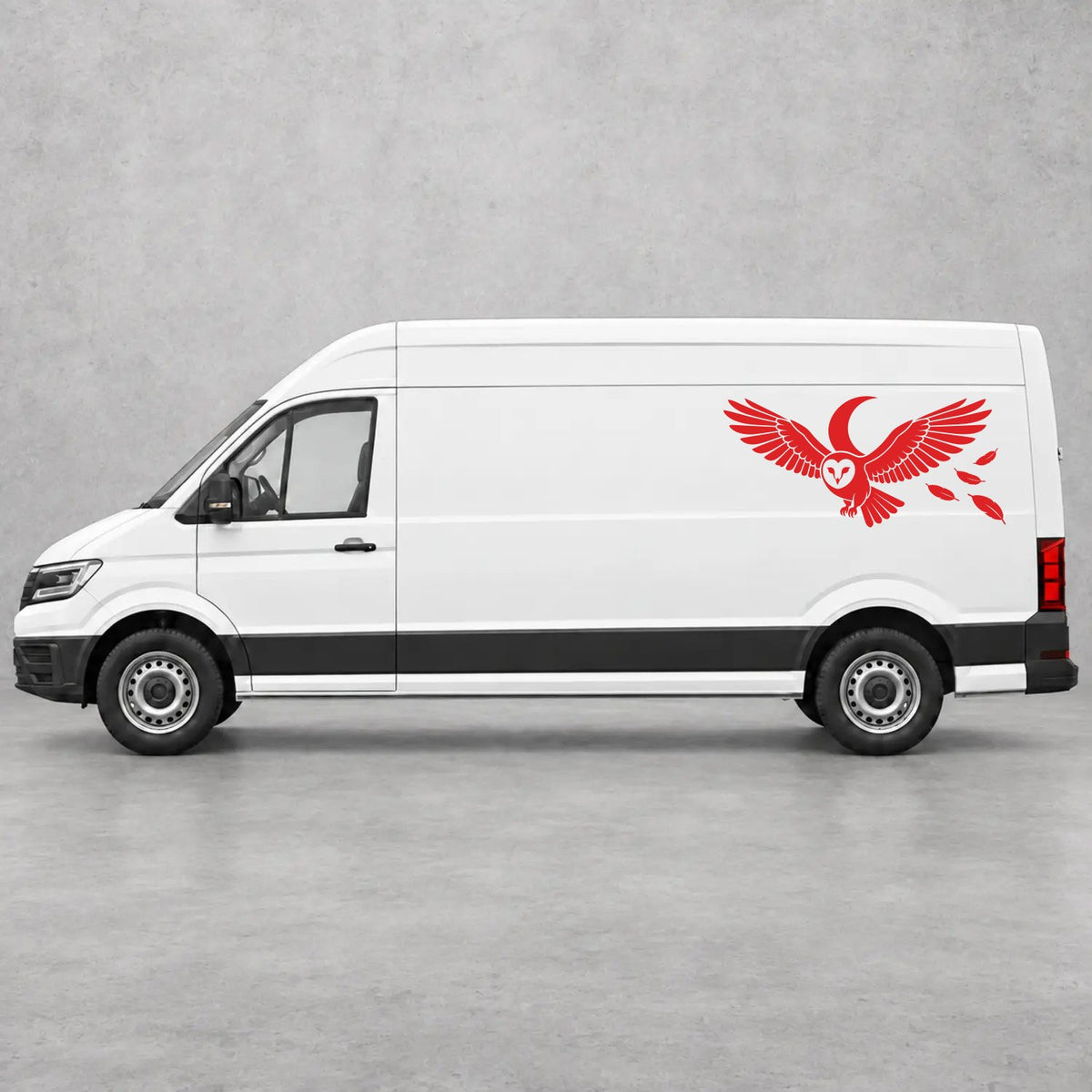VW Crafter Flying Owl Side Graphics in Red