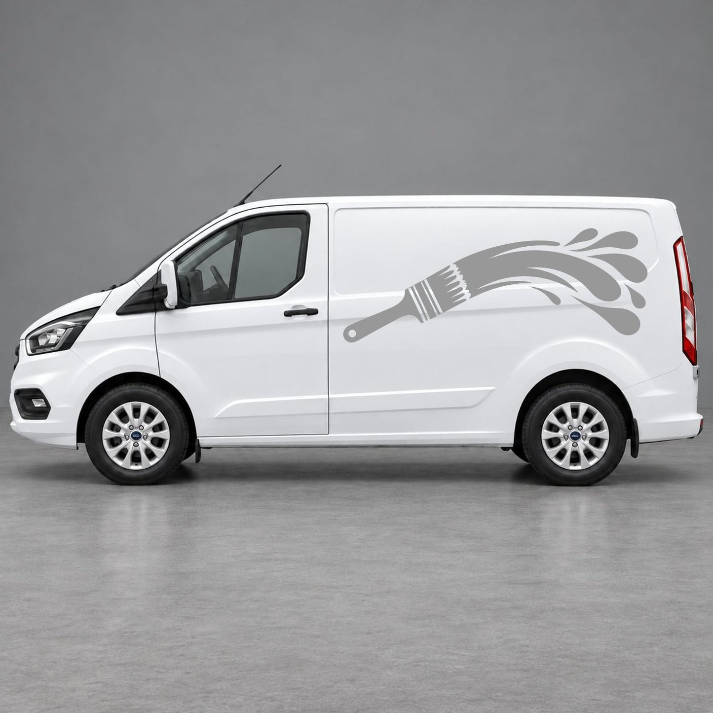 Ford Transit Custom Paintbrush Swoosh Side Graphics in Grey & Grey
