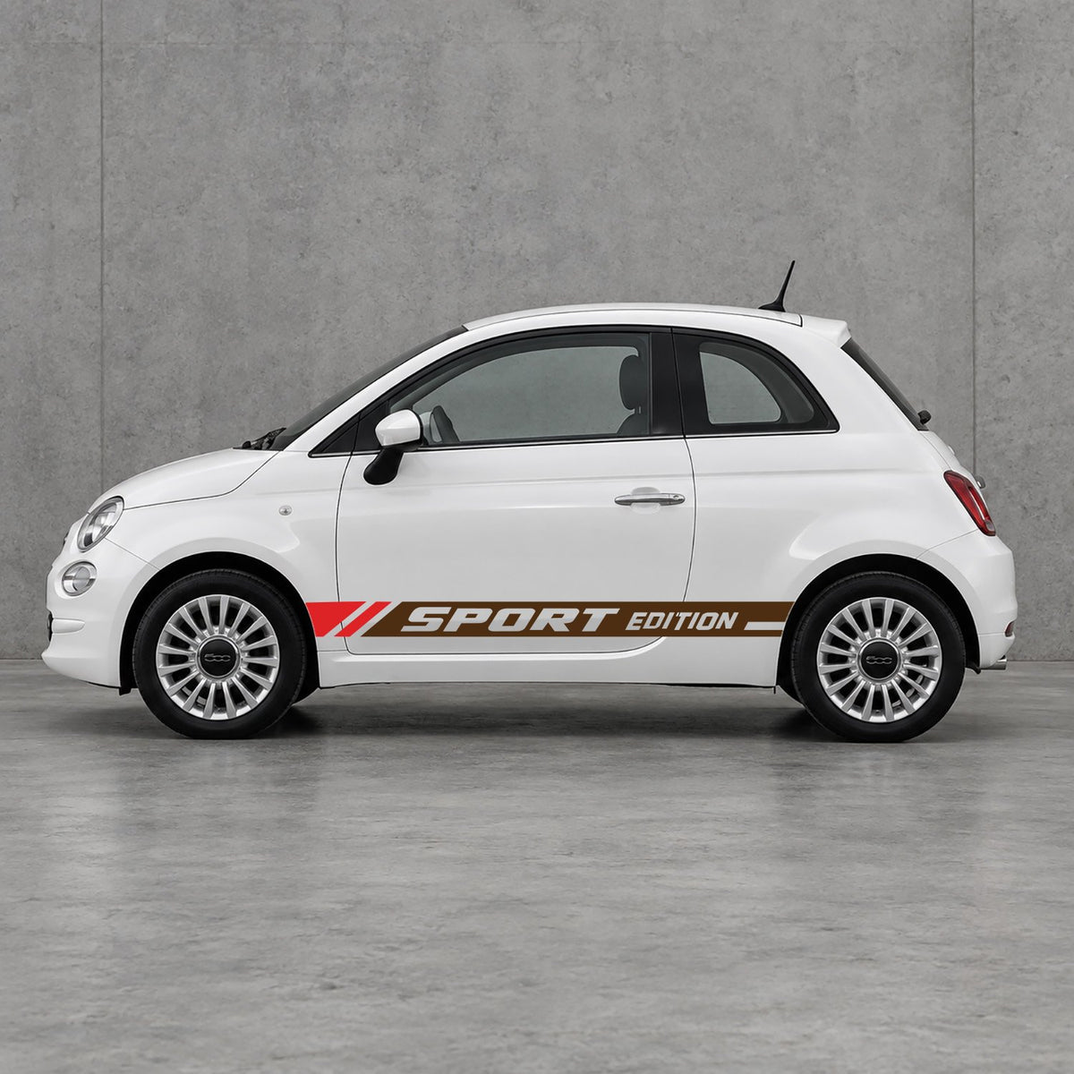 Fiat 500 Sport Edition Side Stripes Kit - Pair Supplied in Brown & Red