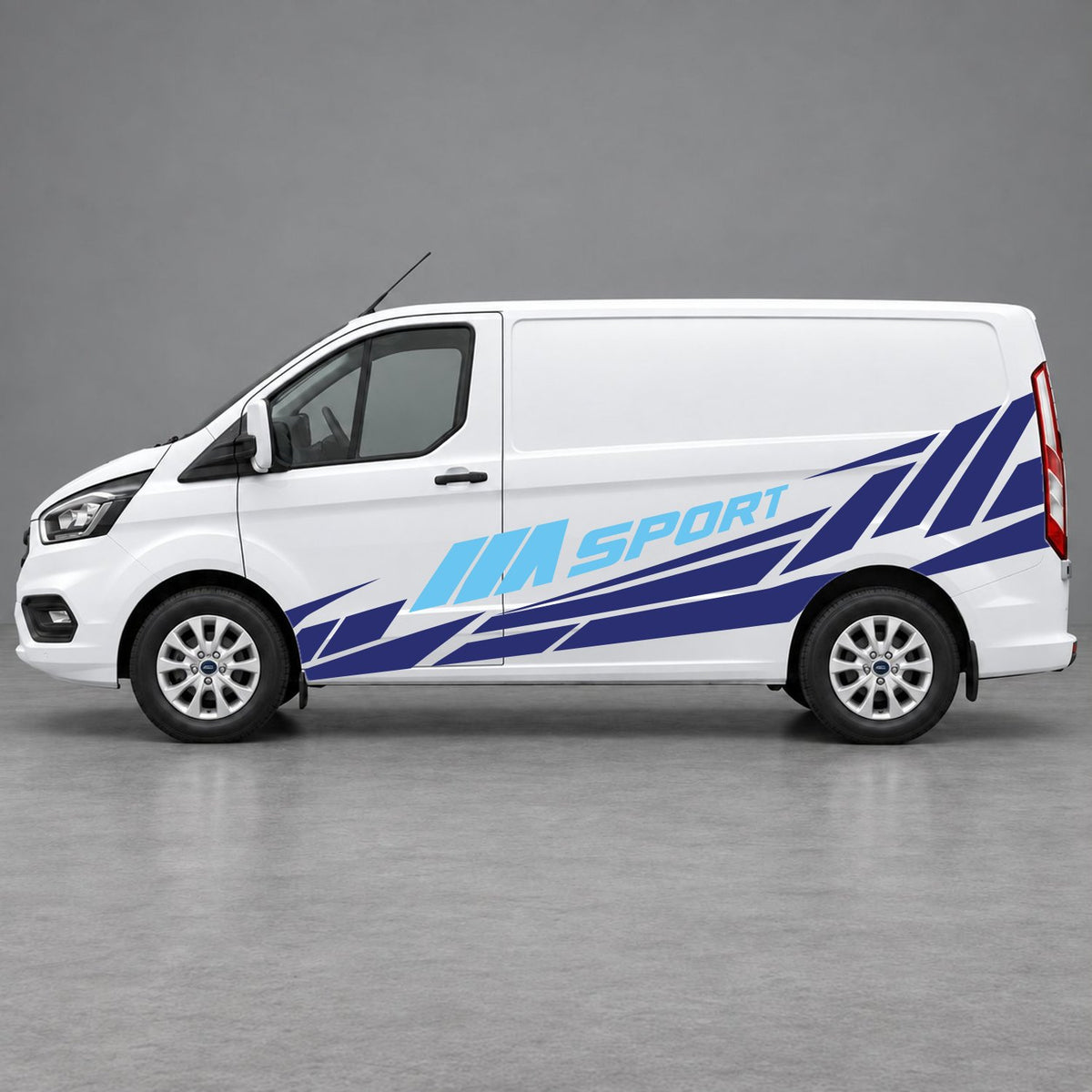 Ford Transit Custom M Sport Racing Side Graphics in Navy Blue & Light Blue