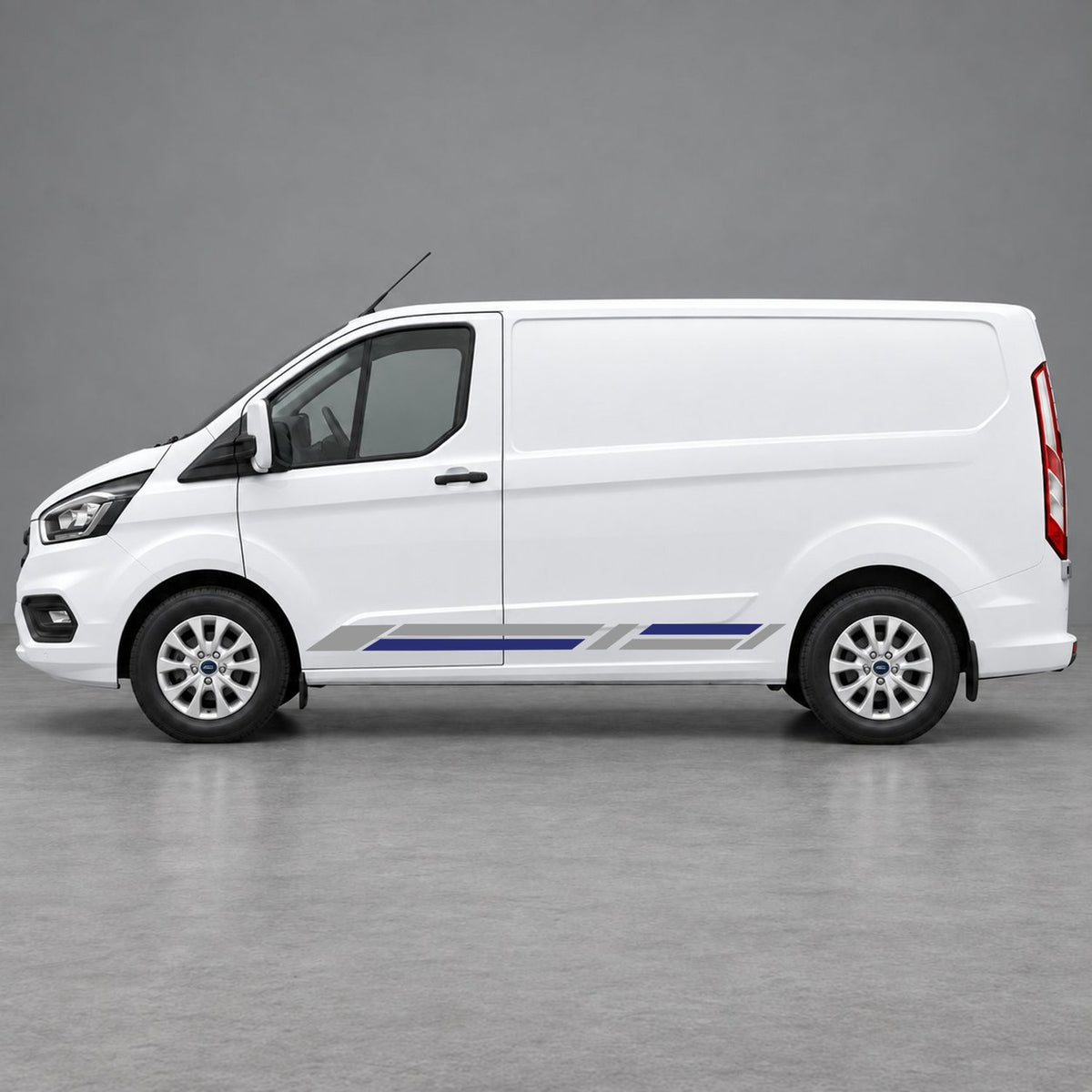 Ford Transit Custom Geometric Lower Side Stripes in Grey & Navy Blue