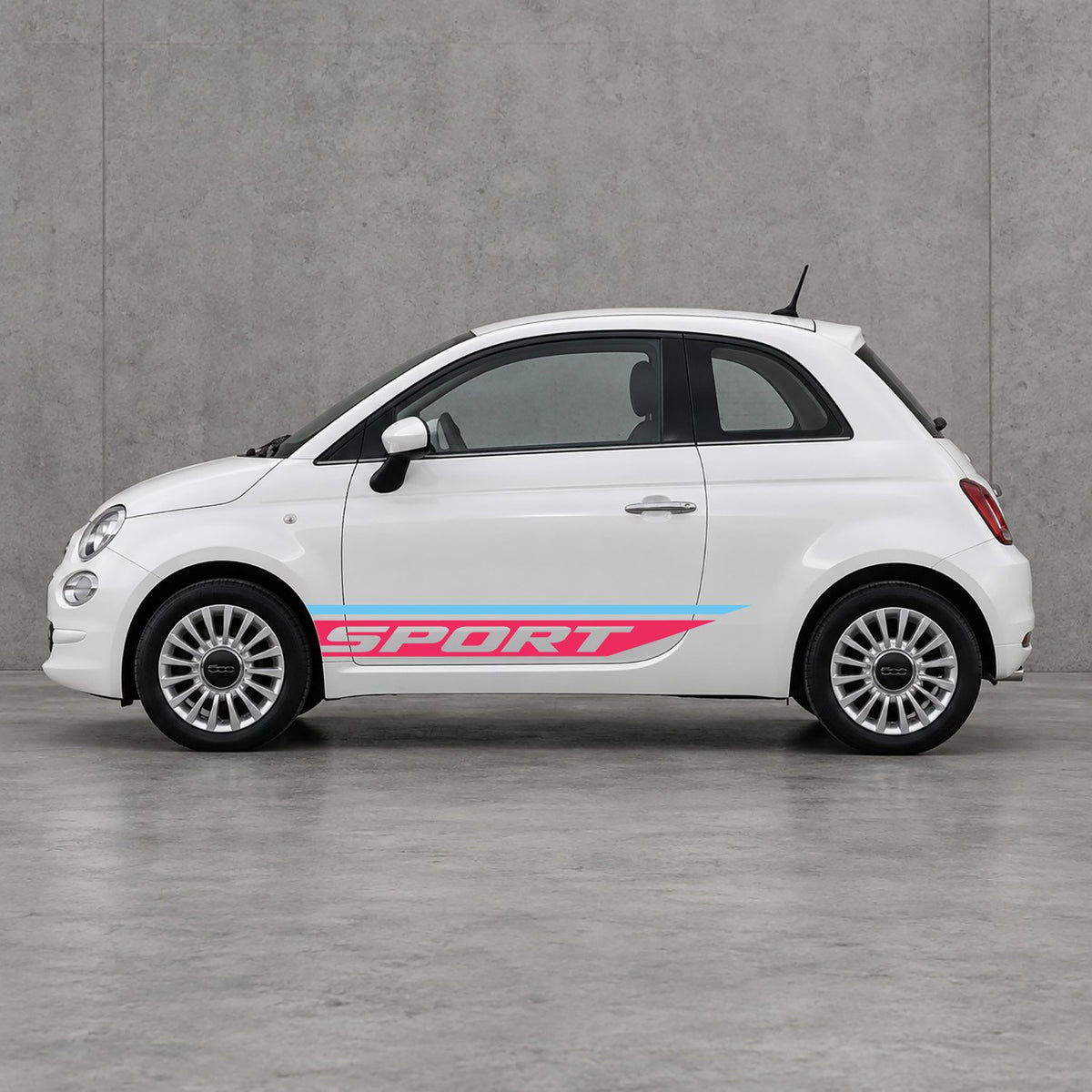 Fiat 500 Sport Lower Side Stripes Kit - Pair Supplied in Light Blue & Pink