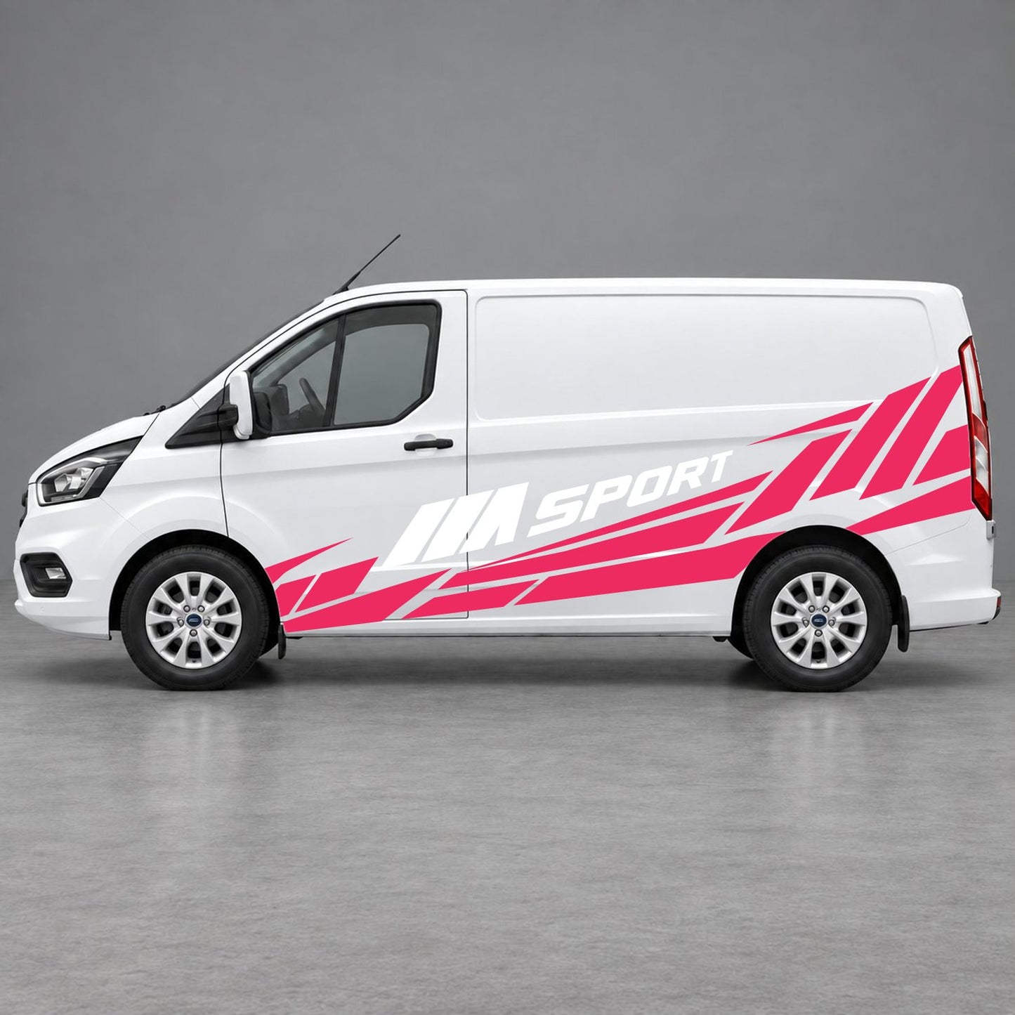 Ford Transit Custom M Sport Racing Side Graphics in Pink & White