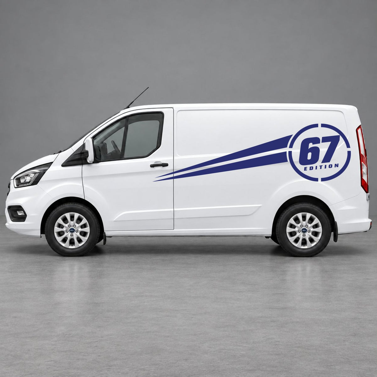 Ford Transit Custom Personalised Number Edition Side Stripes in Navy Blue & Navy Blue