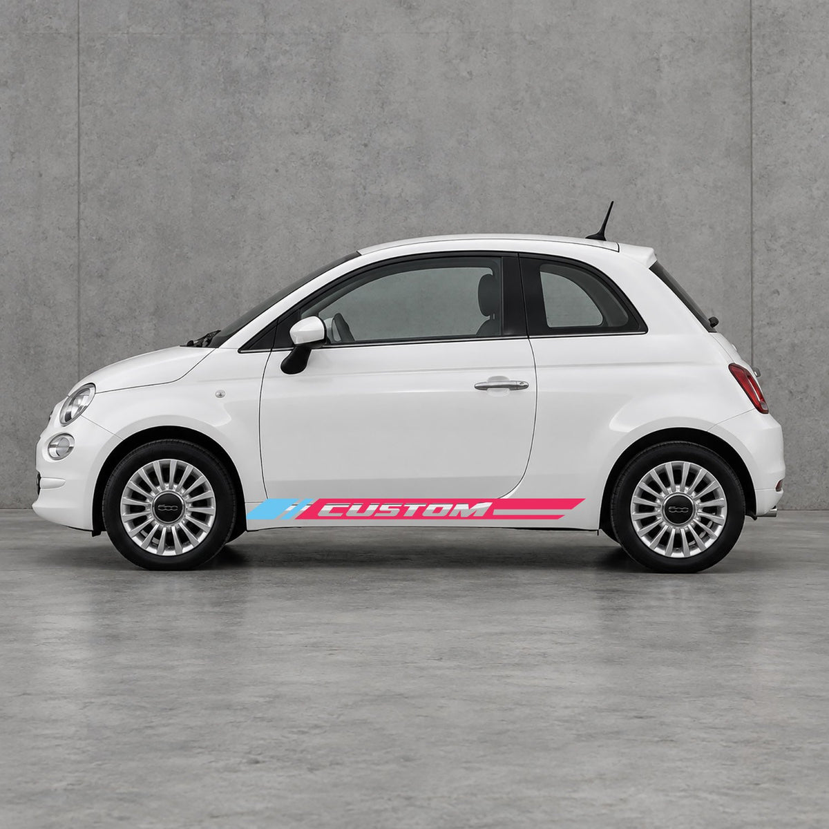 Fiat 500 Custom Lower Side Stripes Kit - Pair Supplied in Pink & Light Blue
