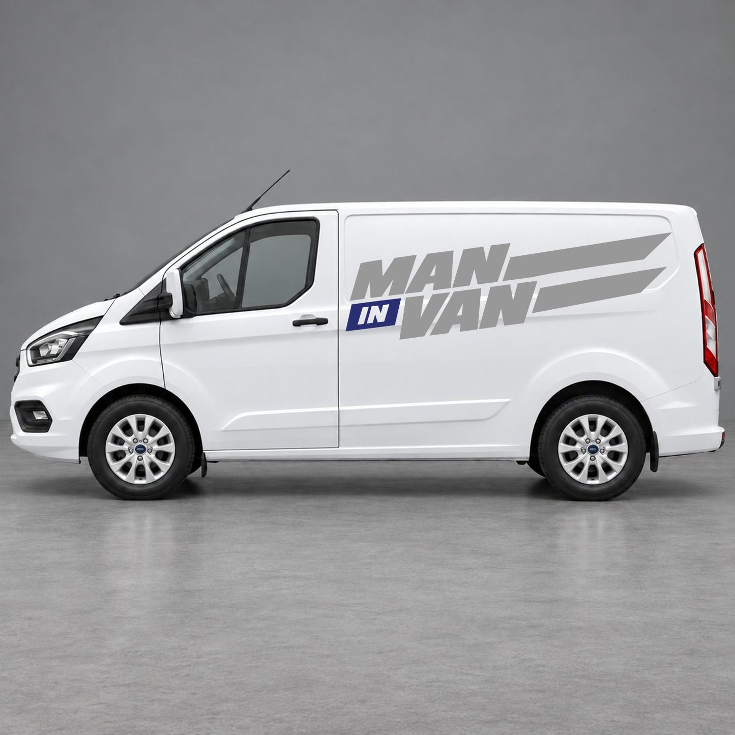 Ford Transit Custom Man in Van Side Stripes in Grey & Navy Blue