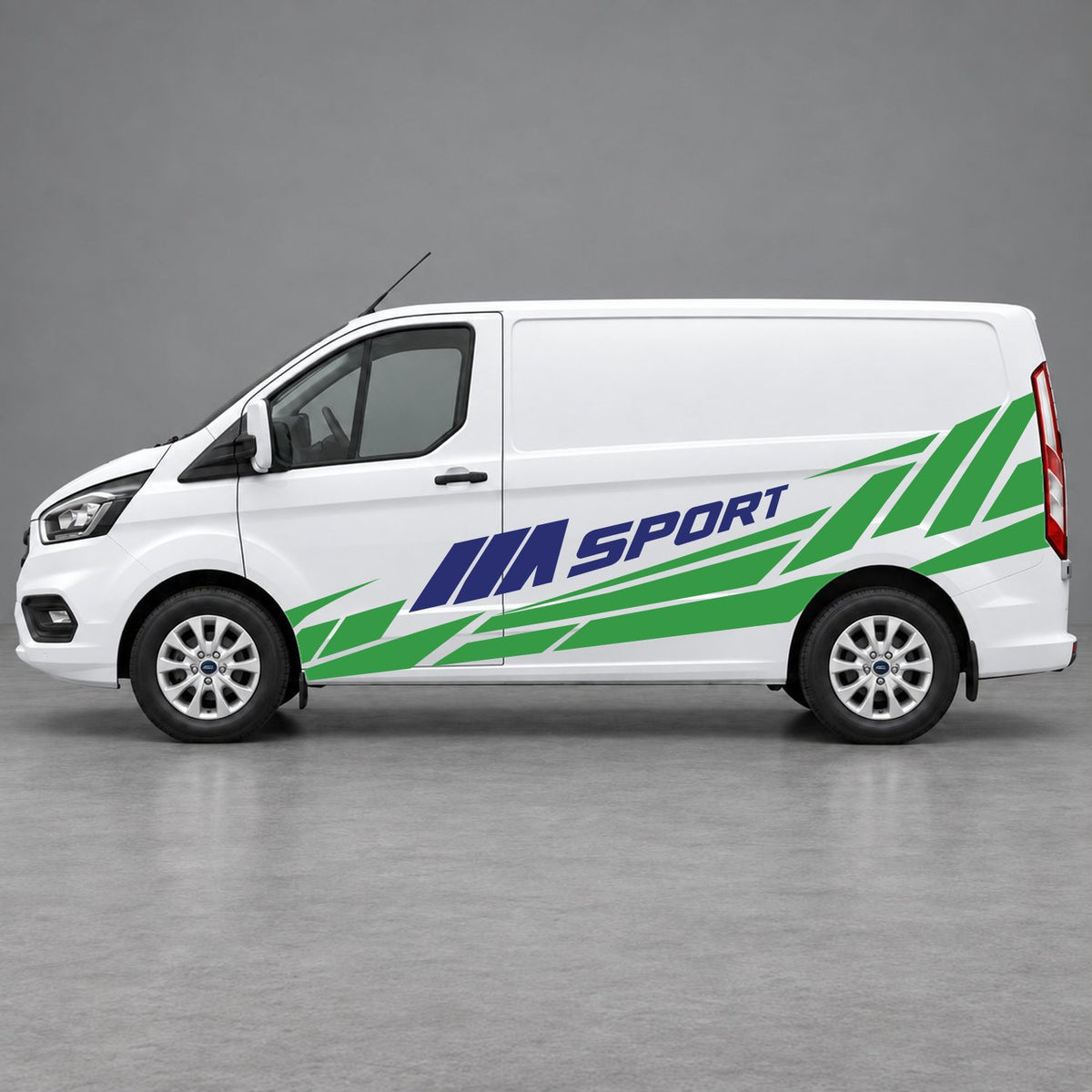 Ford Transit Custom M Sport Racing Side Graphics in Green & Navy Blue