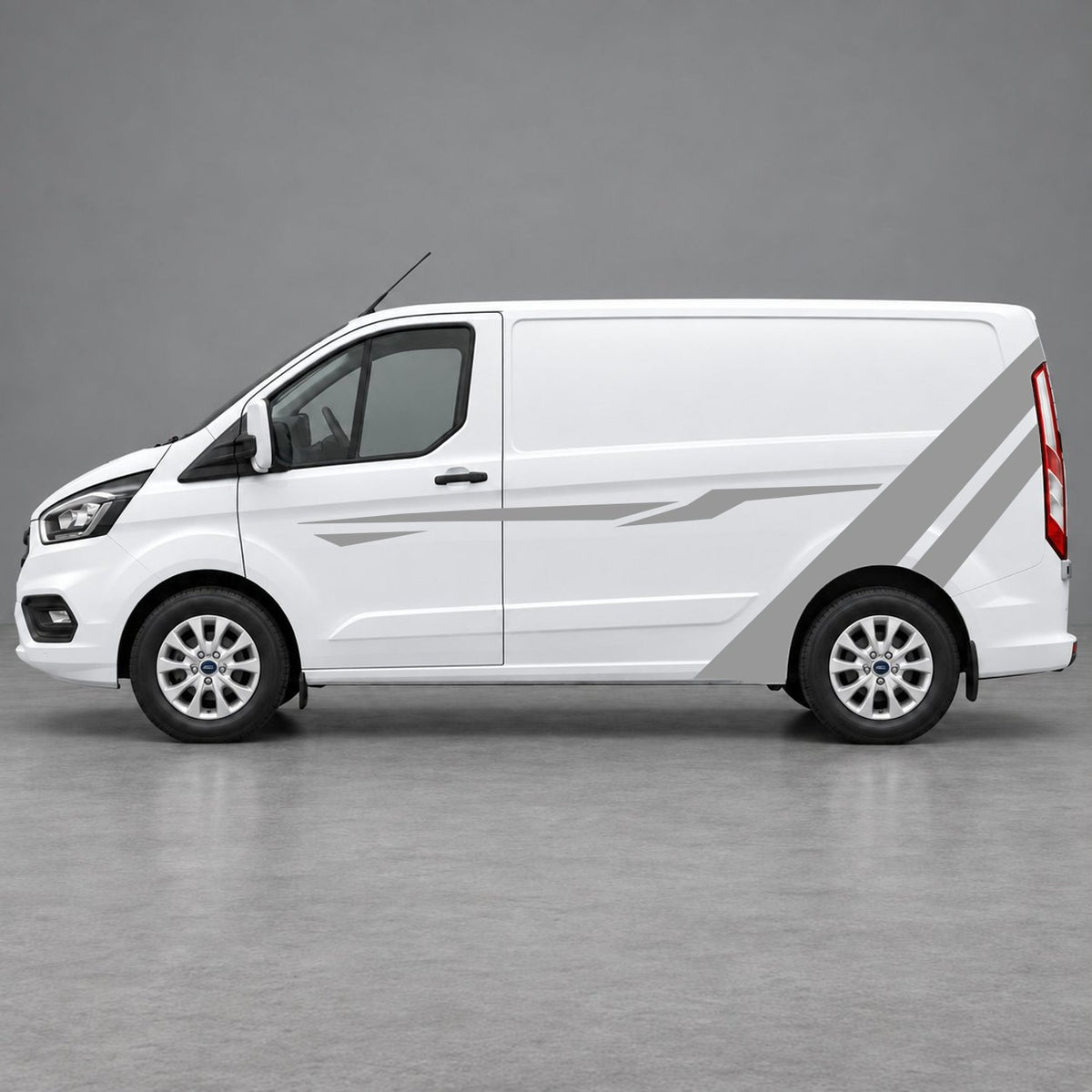 Ford Transit Custom Bold Rear Diagonal Side Stripes in Grey & Grey