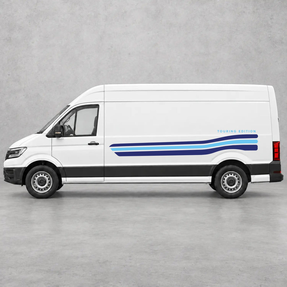 VW Crafter Touring Edition Side Stripes in Navy Blue & Light Blue