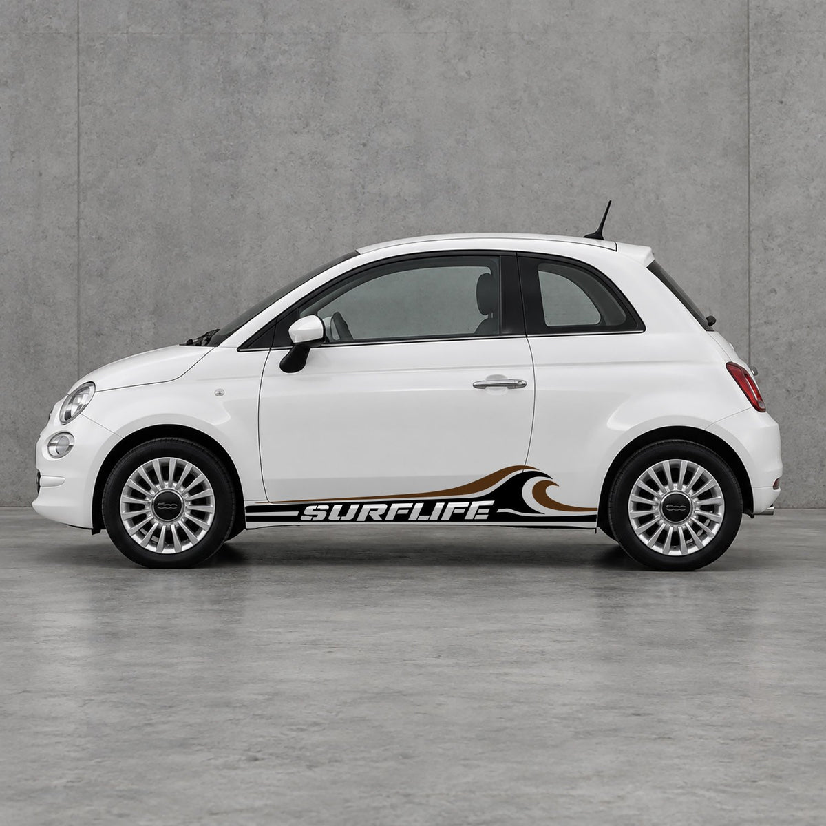 Fiat 500 Surf Life Side Stripes Kit - Pair Supplied in Black & Brown