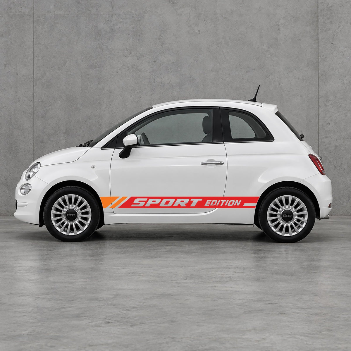 Fiat 500 Sport Edition Side Stripes Kit - Pair Supplied in Red & Orange