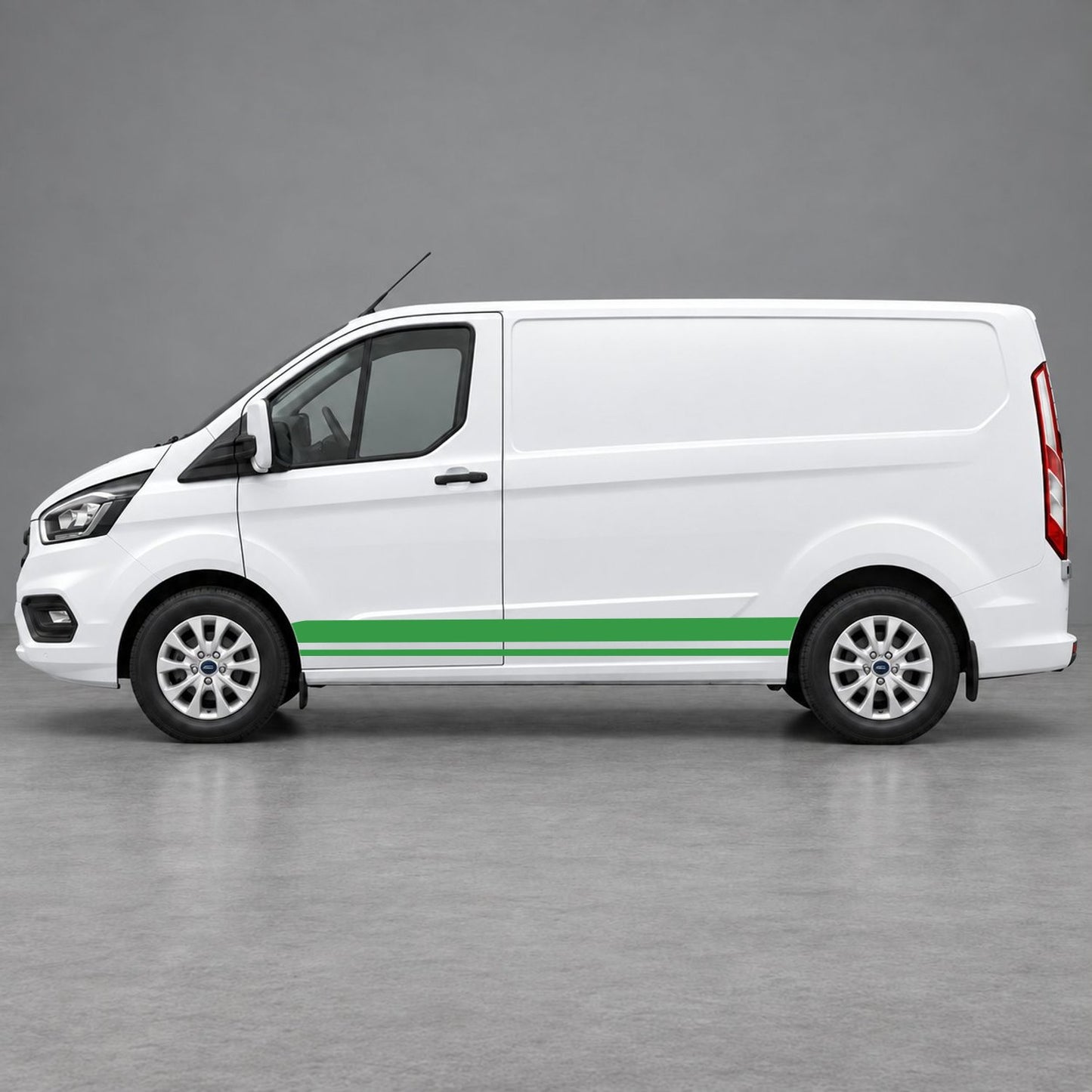 Ford Transit Custom Minimal Twin Lower Side Stripes in Green