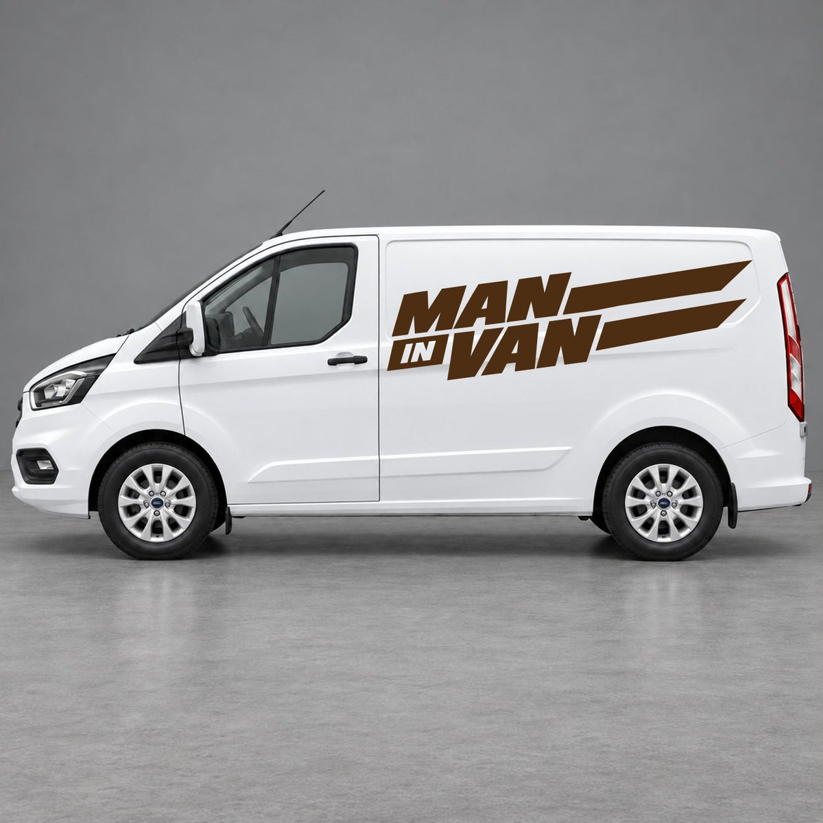 Ford Transit Custom Man in Van Side Stripes in Brown & Brown