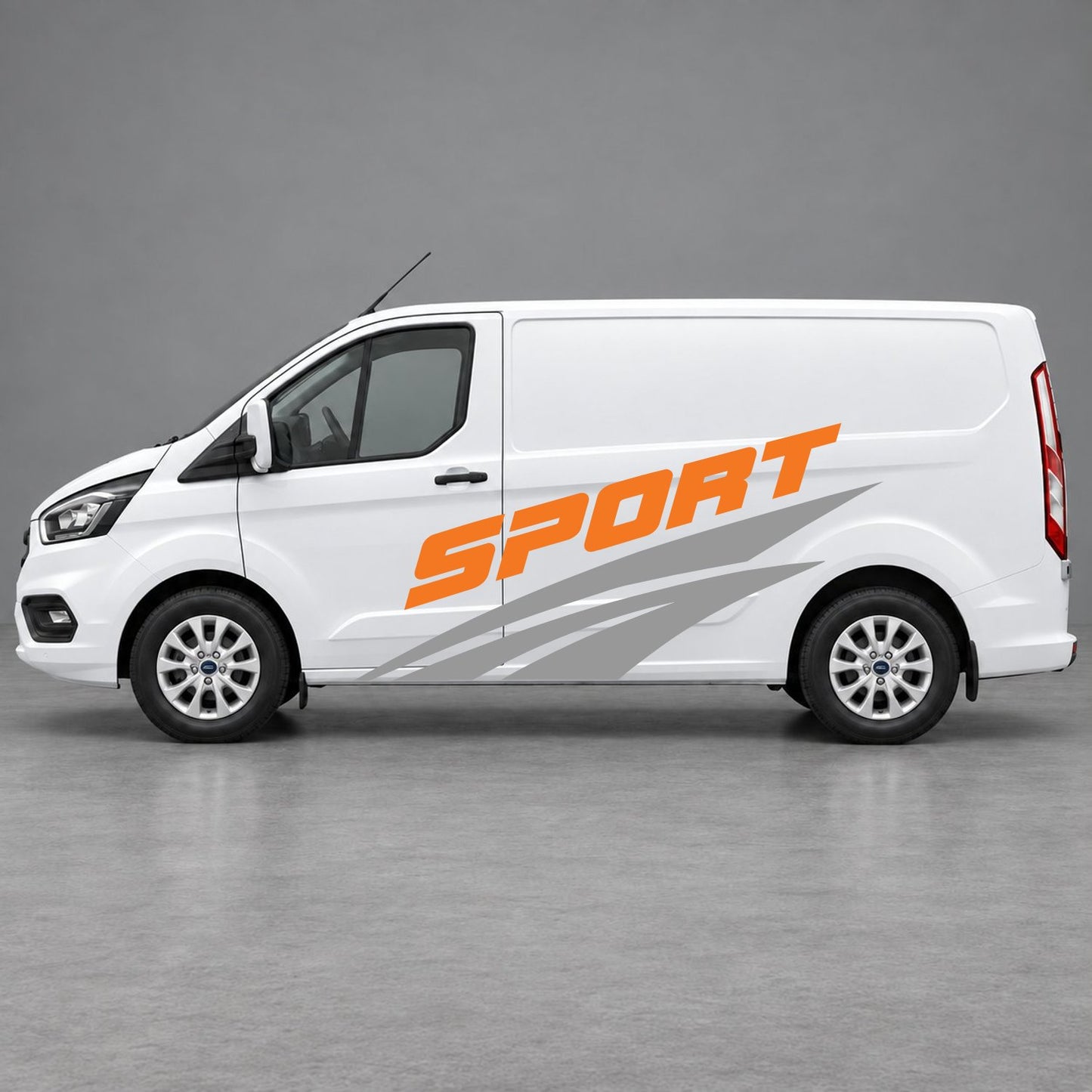 Ford Transit Custom Sport Twin Stripe Side Graphics in Grey & Orange