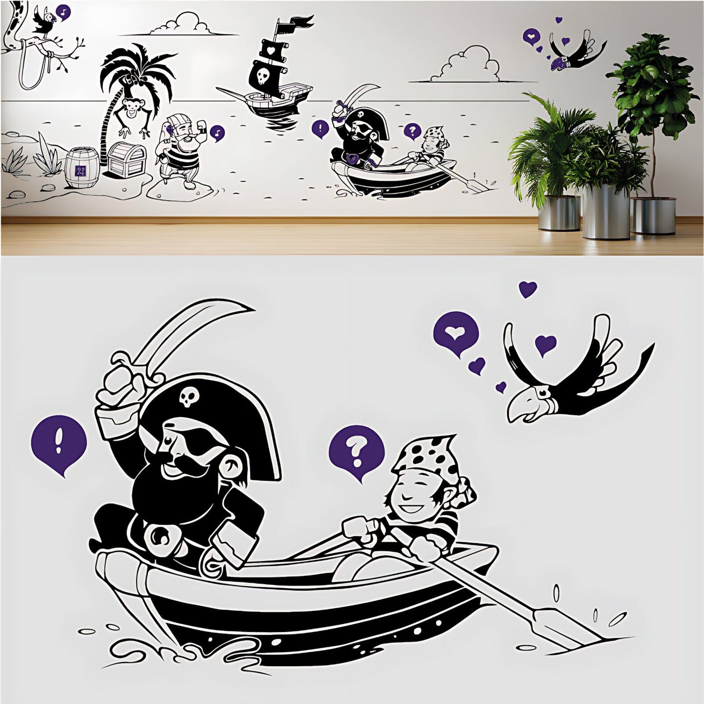 A Pirate's Life Complete Wall Mural – Kids Bedroom Cartoon Pirate Sticker Set