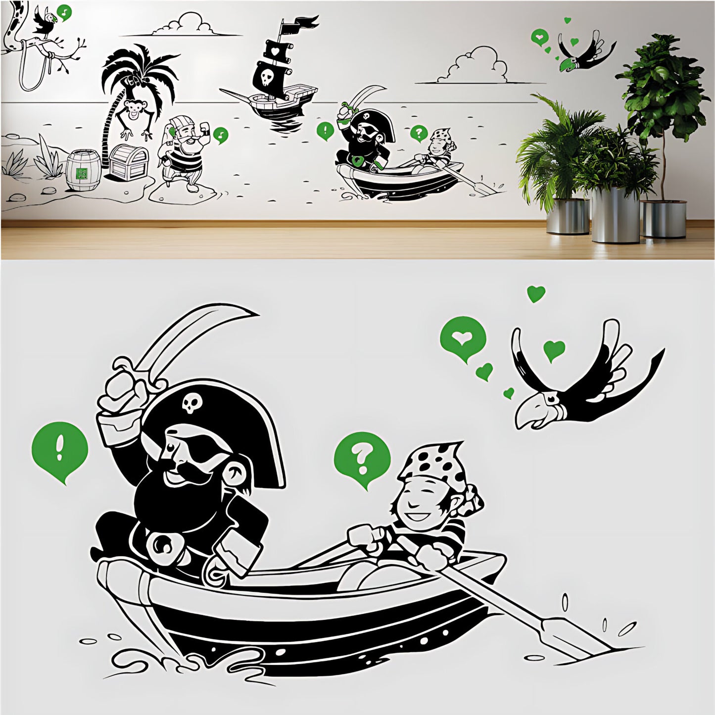 A Pirate's Life Complete Wall Mural – Kids Bedroom Cartoon Pirate Sticker Set