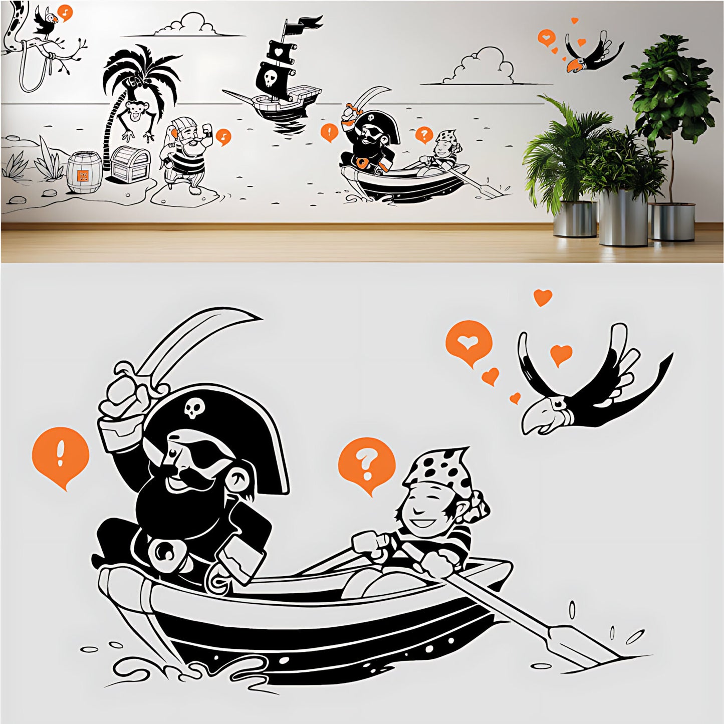 A Pirate's Life Complete Wall Mural – Kids Bedroom Cartoon Pirate Sticker Set