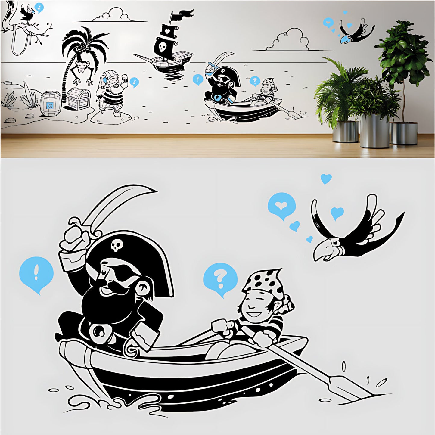 A Pirate's Life Complete Wall Mural – Kids Bedroom Cartoon Pirate Sticker Set