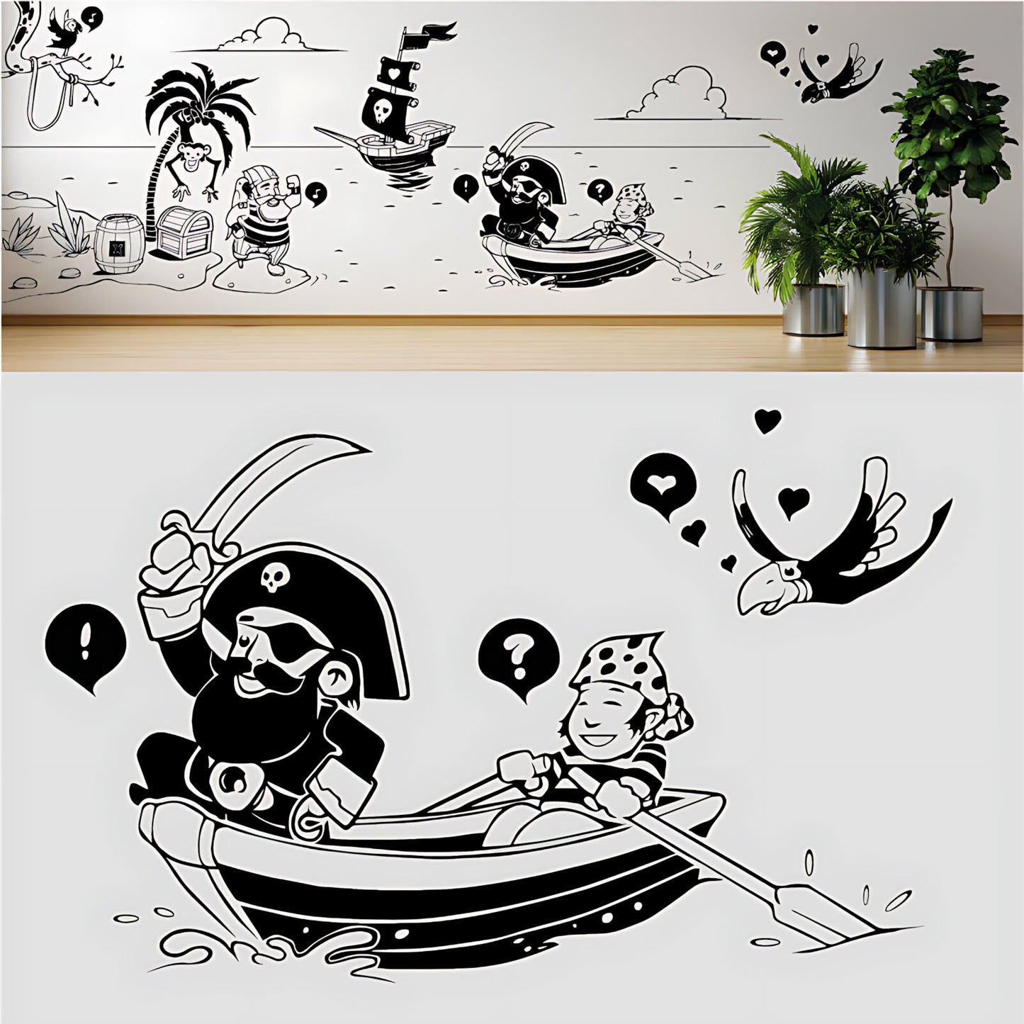 A Pirate's Life Complete Wall Mural – Kids Bedroom Cartoon Pirate Sticker Set