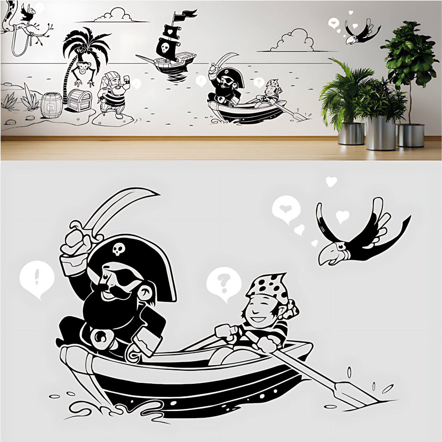 A Pirate's Life Complete Wall Mural – Kids Bedroom Cartoon Pirate Sticker Set