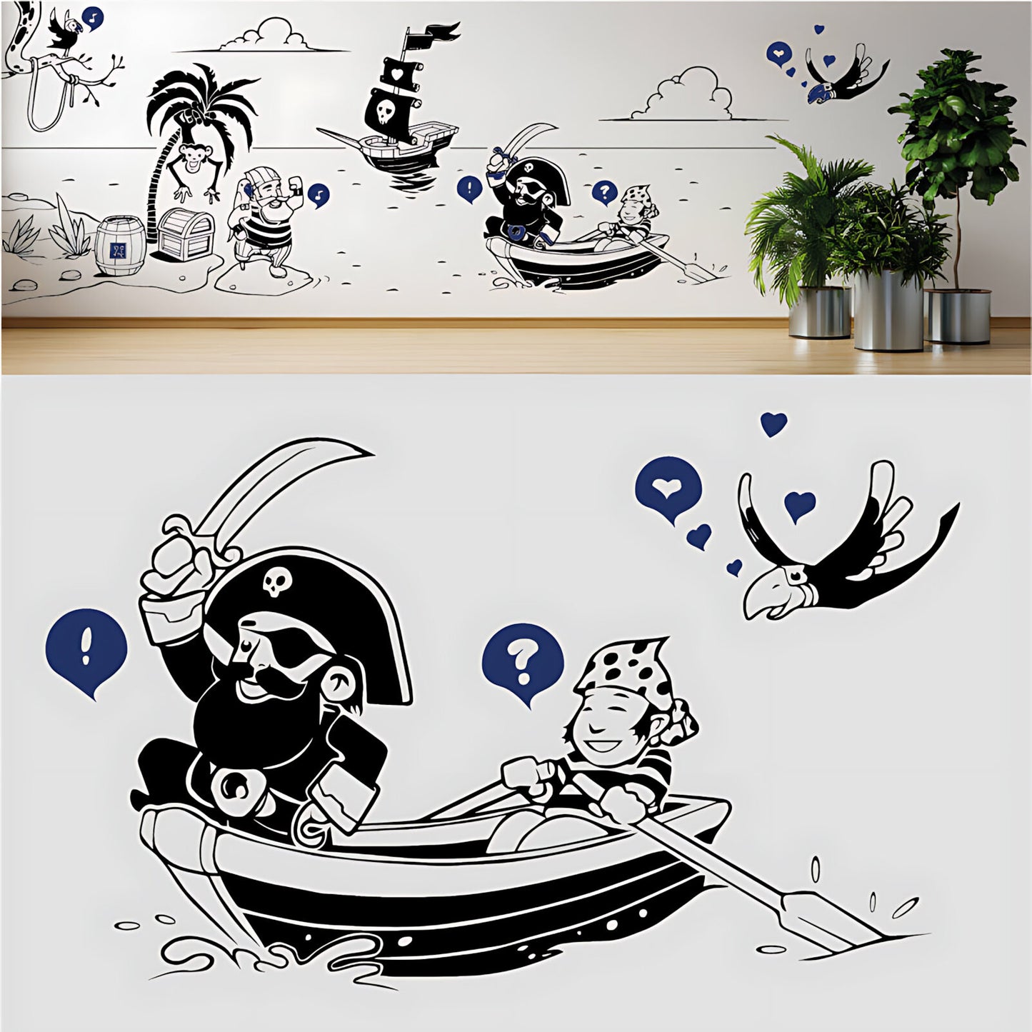 A Pirate's Life Complete Wall Mural – Kids Bedroom Cartoon Pirate Sticker Set
