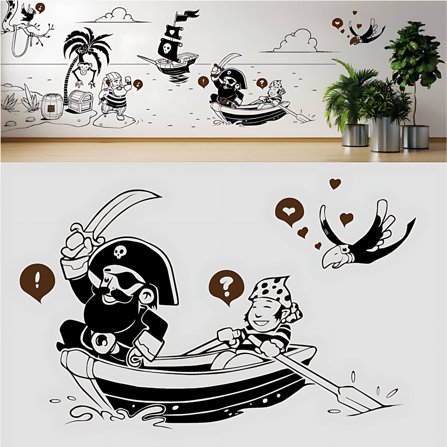 A Pirate's Life Complete Wall Mural – Kids Bedroom Cartoon Pirate Sticker Set